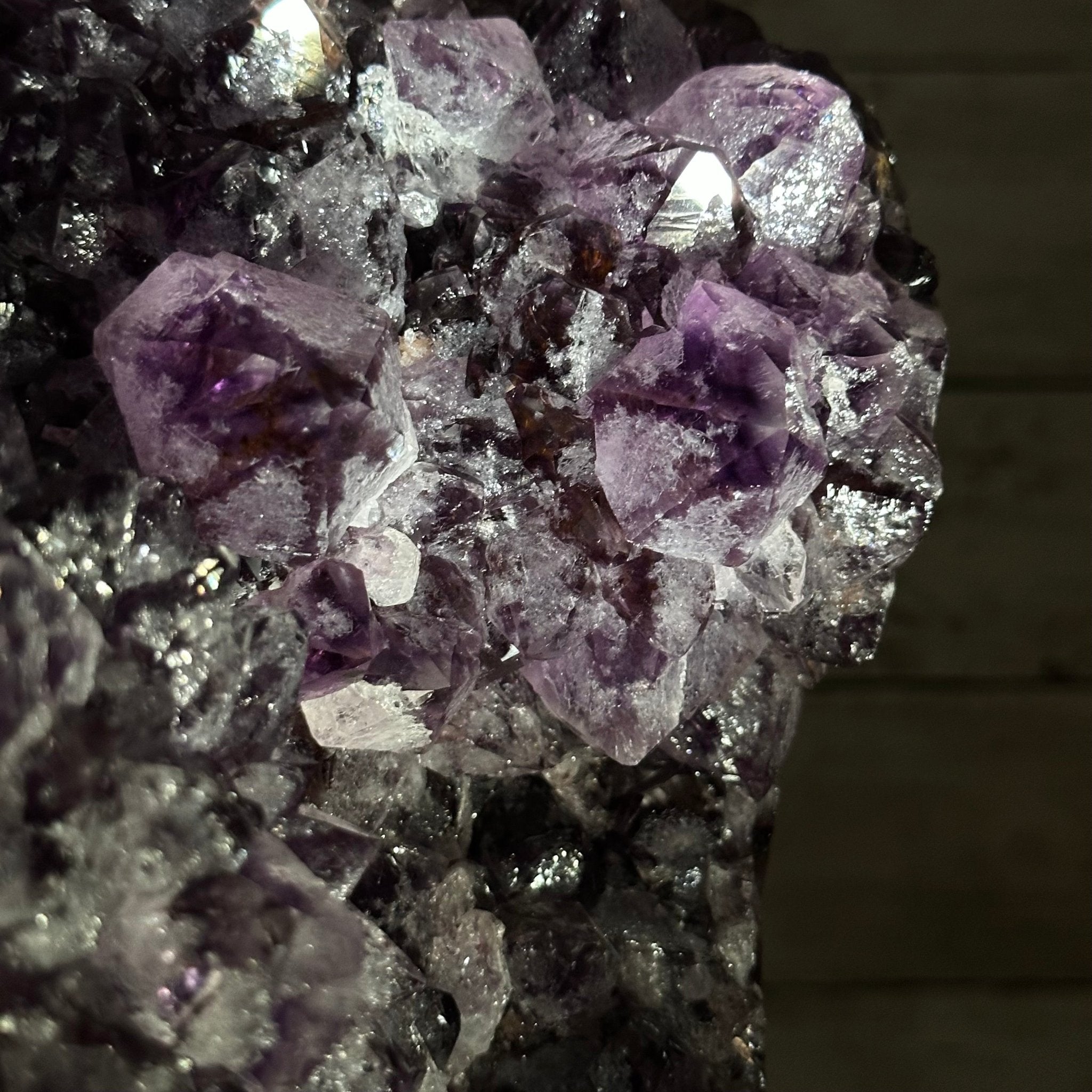 Amethyst Cluster on a Metal Base, 54.2 lbs & 16.8" Tall, #5491 - 0109 - Brazil GemsBrazil GemsAmethyst Cluster on a Metal Base, 54.2 lbs & 16.8" Tall, #5491 - 0109Clusters on Fixed Bases5491 - 0109