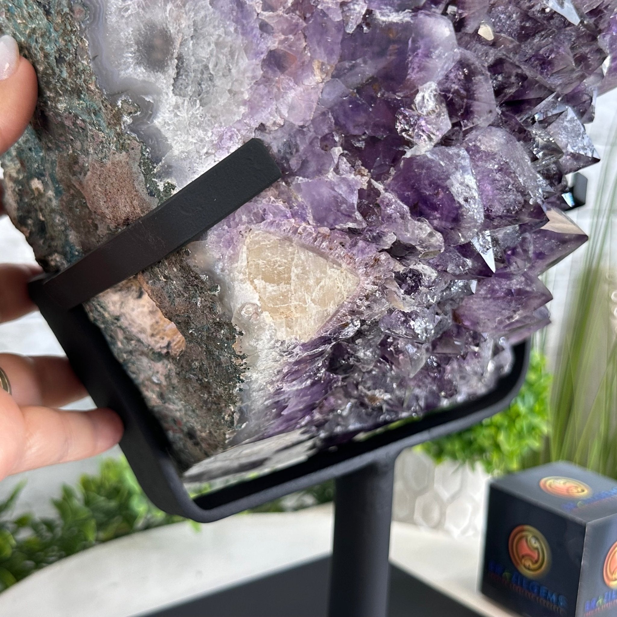 Amethyst Cluster on a Metal Base, 54.2 lbs & 16.8" Tall, #5491 - 0109 - Brazil GemsBrazil GemsAmethyst Cluster on a Metal Base, 54.2 lbs & 16.8" Tall, #5491 - 0109Clusters on Fixed Bases5491 - 0109