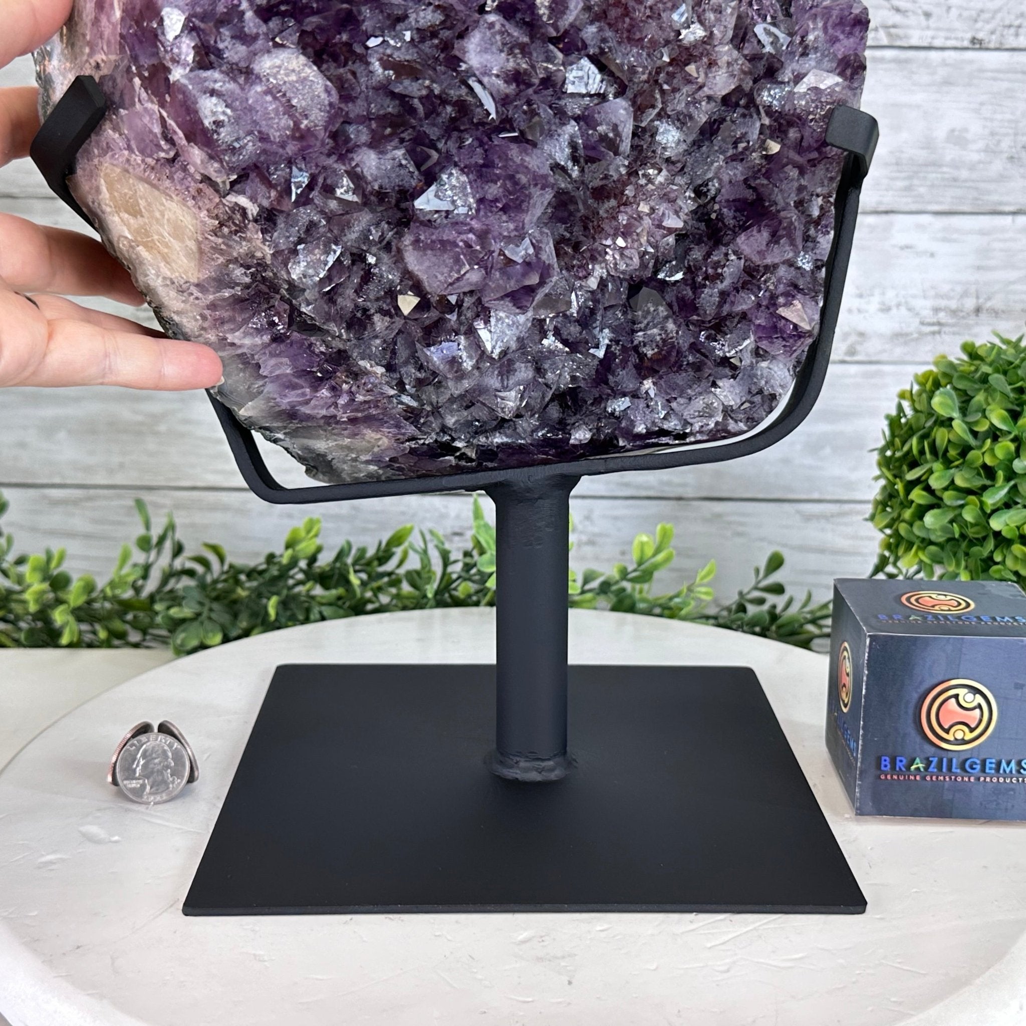 Amethyst Cluster on a Metal Base, 54.2 lbs & 16.8" Tall, #5491 - 0109 - Brazil GemsBrazil GemsAmethyst Cluster on a Metal Base, 54.2 lbs & 16.8" Tall, #5491 - 0109Clusters on Fixed Bases5491 - 0109