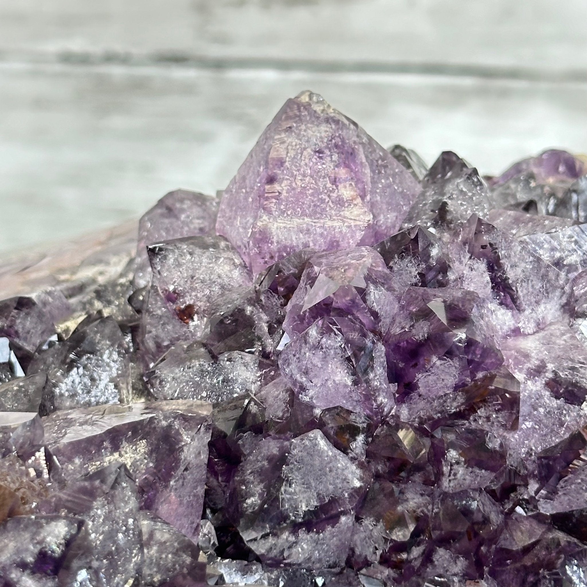 Amethyst Cluster on a Metal Base, 54.2 lbs & 16.8" Tall, #5491 - 0109 - Brazil GemsBrazil GemsAmethyst Cluster on a Metal Base, 54.2 lbs & 16.8" Tall, #5491 - 0109Clusters on Fixed Bases5491 - 0109