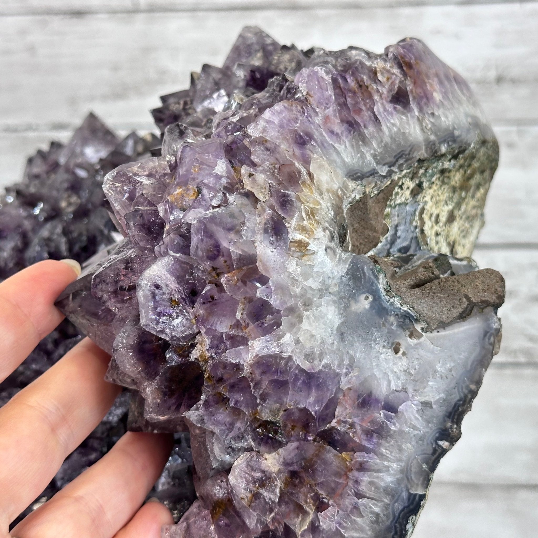 Amethyst Cluster on a Metal Base, 54.2 lbs & 16.8" Tall, #5491 - 0109 - Brazil GemsBrazil GemsAmethyst Cluster on a Metal Base, 54.2 lbs & 16.8" Tall, #5491 - 0109Clusters on Fixed Bases5491 - 0109