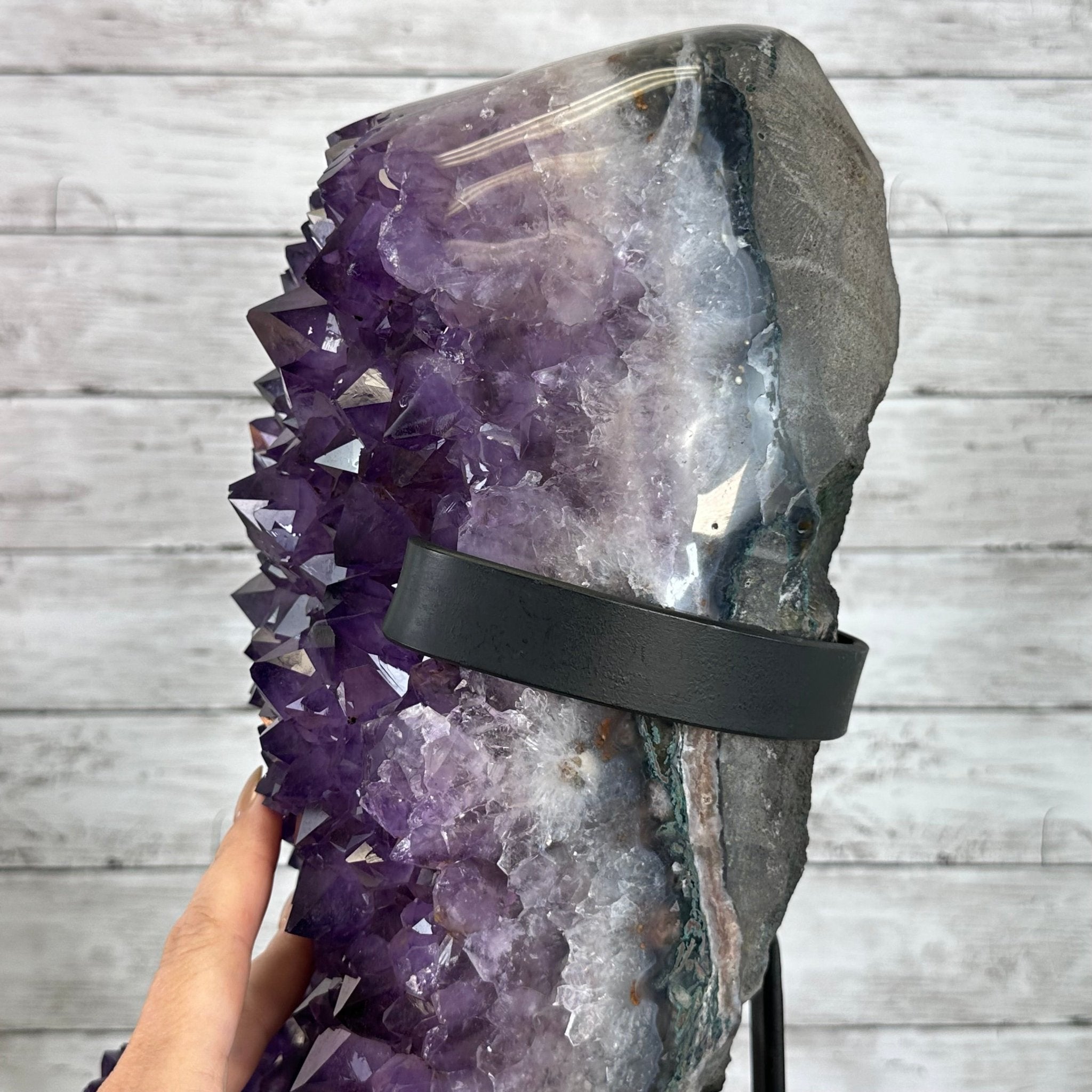 Amethyst Cluster on a Metal Base, 69.9 lbs & 23.1" Tall #5491 - 0146 - Brazil GemsBrazil GemsAmethyst Cluster on a Metal Base, 69.9 lbs & 23.1" Tall #5491 - 0146Clusters on Fixed Bases5491 - 0146