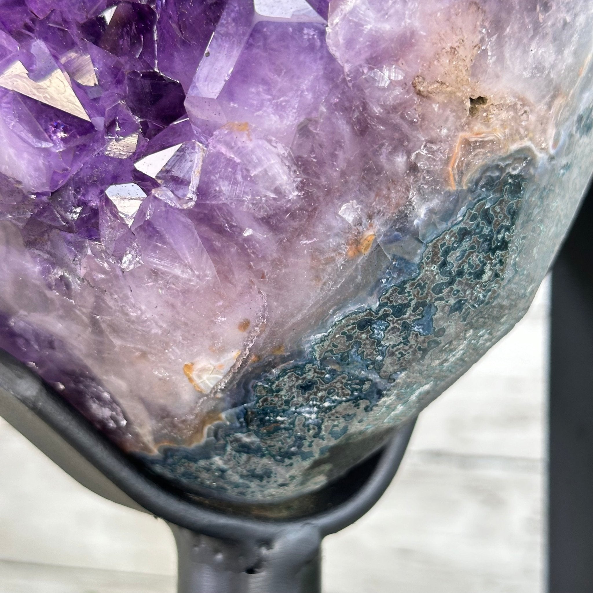 Amethyst Cluster on a Metal Base, 69.9 lbs & 23.1" Tall #5491 - 0146 - Brazil GemsBrazil GemsAmethyst Cluster on a Metal Base, 69.9 lbs & 23.1" Tall #5491 - 0146Clusters on Fixed Bases5491 - 0146