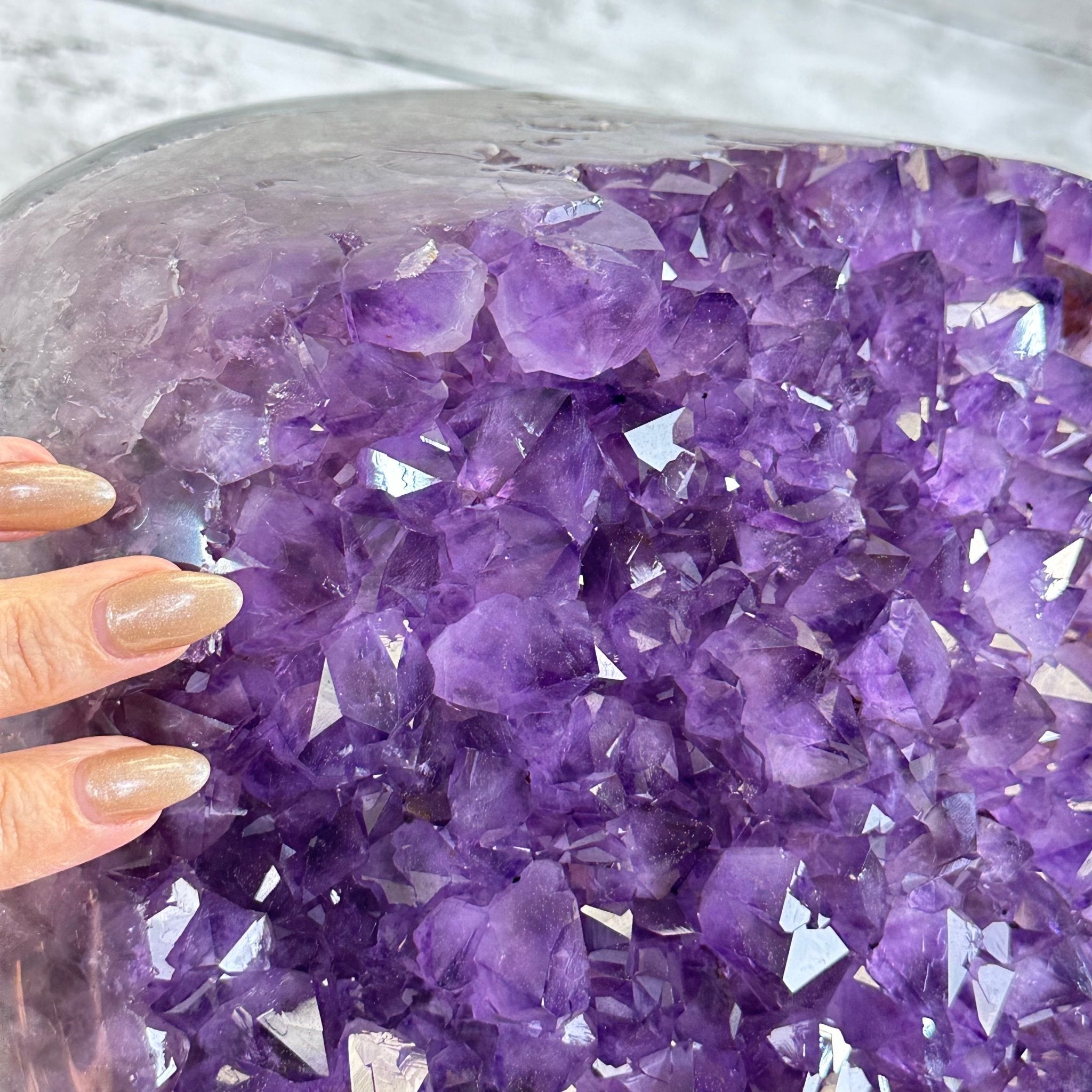 Amethyst Cluster on a Metal Base, 69.9 lbs & 23.1" Tall #5491 - 0146 - Brazil GemsBrazil GemsAmethyst Cluster on a Metal Base, 69.9 lbs & 23.1" Tall #5491 - 0146Clusters on Fixed Bases5491 - 0146