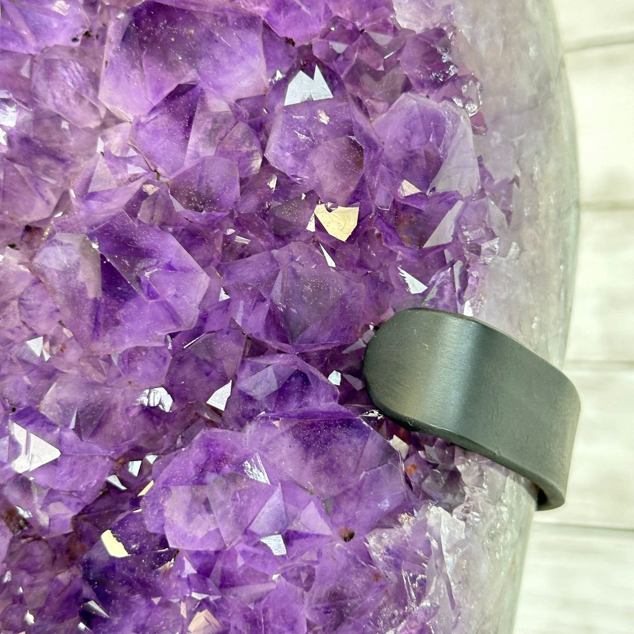 Amethyst Cluster on a Metal Base, 69.9 lbs & 23.1" Tall #5491 - 0146 - Brazil GemsBrazil GemsAmethyst Cluster on a Metal Base, 69.9 lbs & 23.1" Tall #5491 - 0146Clusters on Fixed Bases5491 - 0146