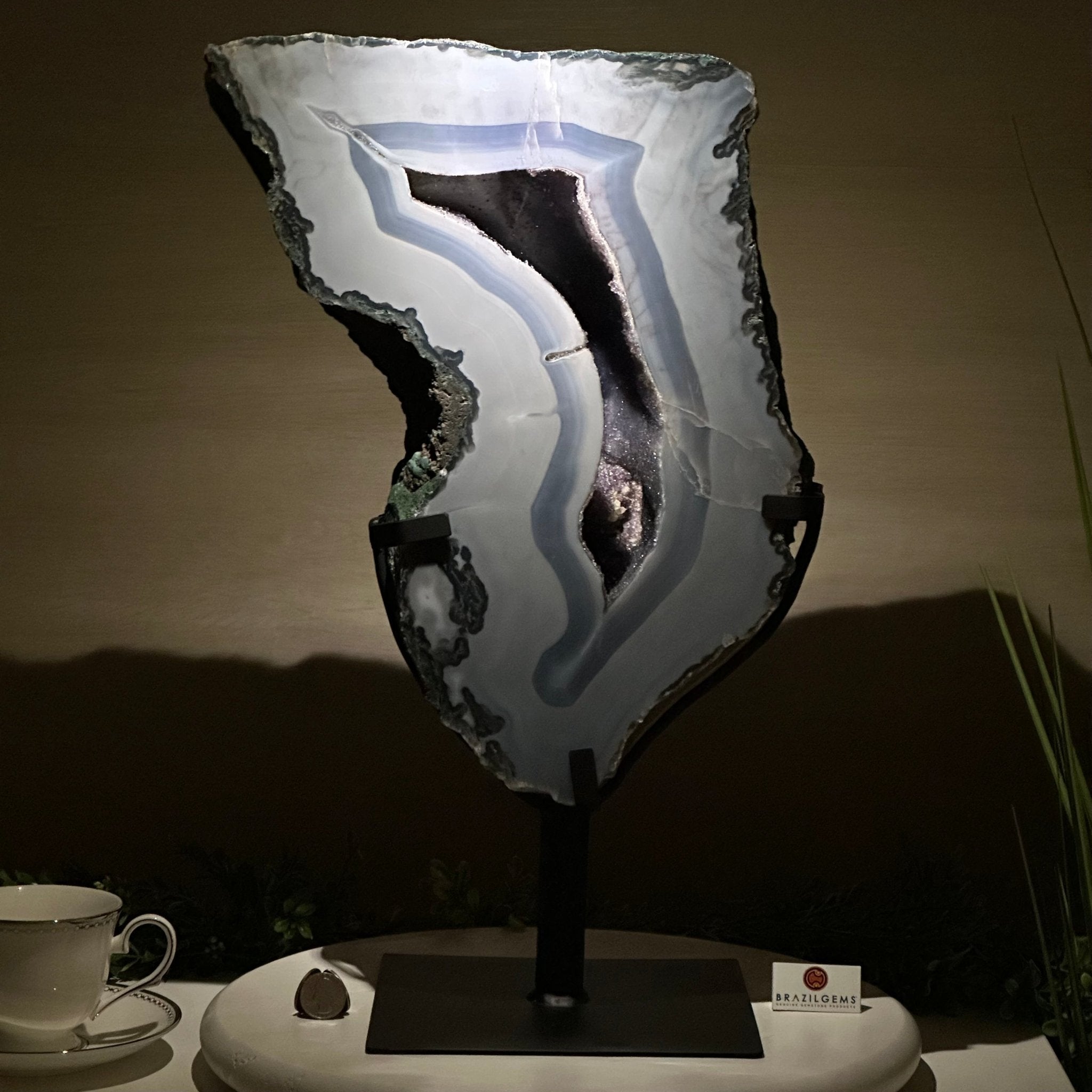 Amethyst Cluster on Metal Base, 44.1 lbs & 19.7" Tall #5491 - 0221 - Brazil GemsBrazil GemsAmethyst Cluster on Metal Base, 44.1 lbs & 19.7" Tall #5491 - 0221Clusters on Fixed Bases5491 - 0221