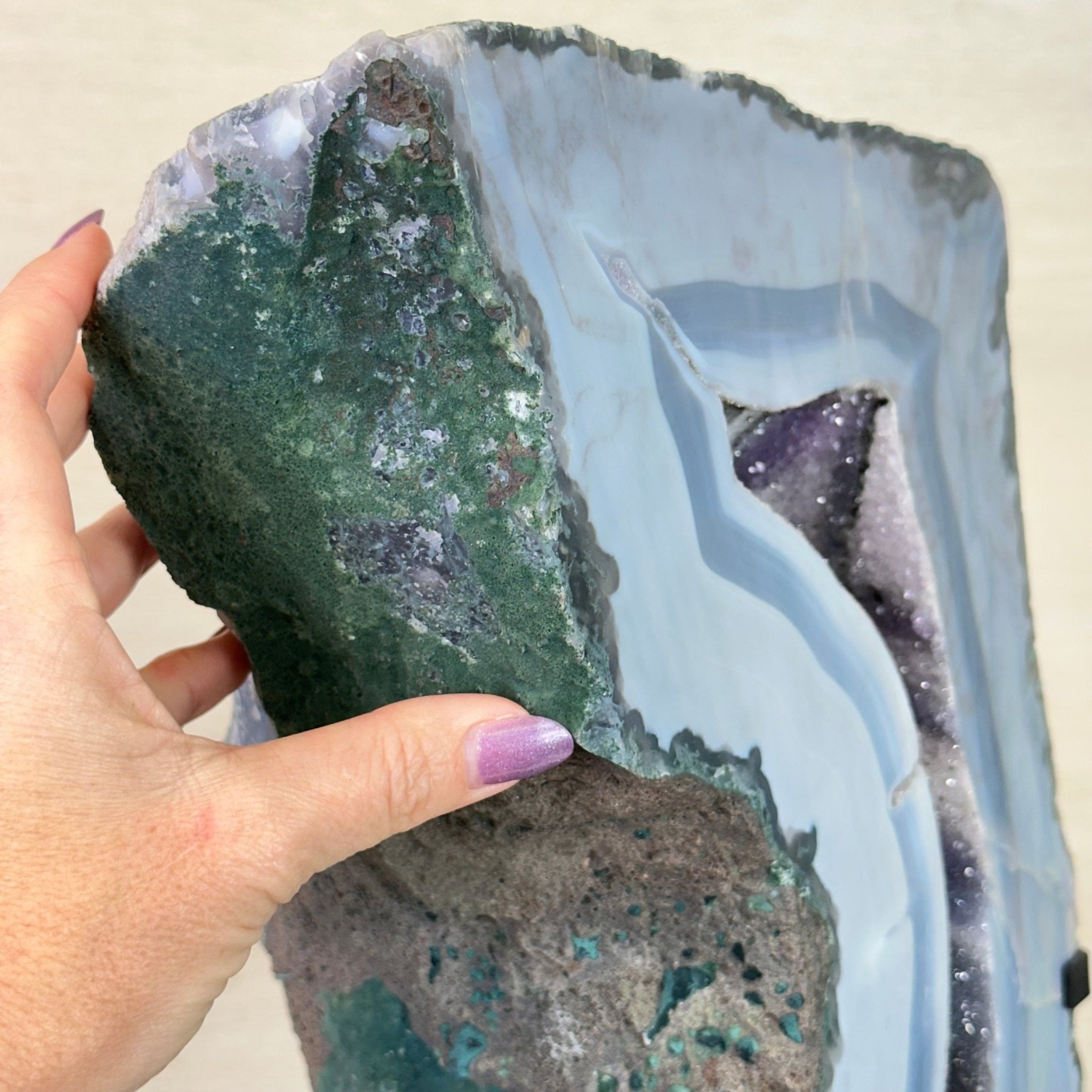 Amethyst Cluster on Metal Base, 44.1 lbs & 19.7" Tall #5491 - 0221 - Brazil GemsBrazil GemsAmethyst Cluster on Metal Base, 44.1 lbs & 19.7" Tall #5491 - 0221Clusters on Fixed Bases5491 - 0221