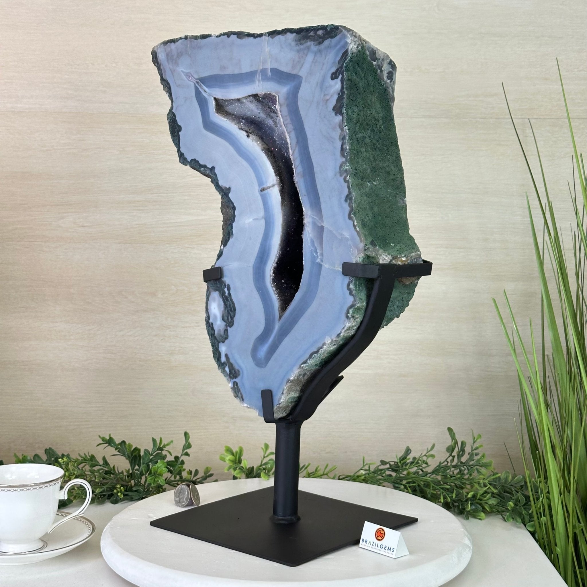 Amethyst Cluster on Metal Base, 44.1 lbs & 19.7" Tall #5491 - 0221 - Brazil GemsBrazil GemsAmethyst Cluster on Metal Base, 44.1 lbs & 19.7" Tall #5491 - 0221Clusters on Fixed Bases5491 - 0221