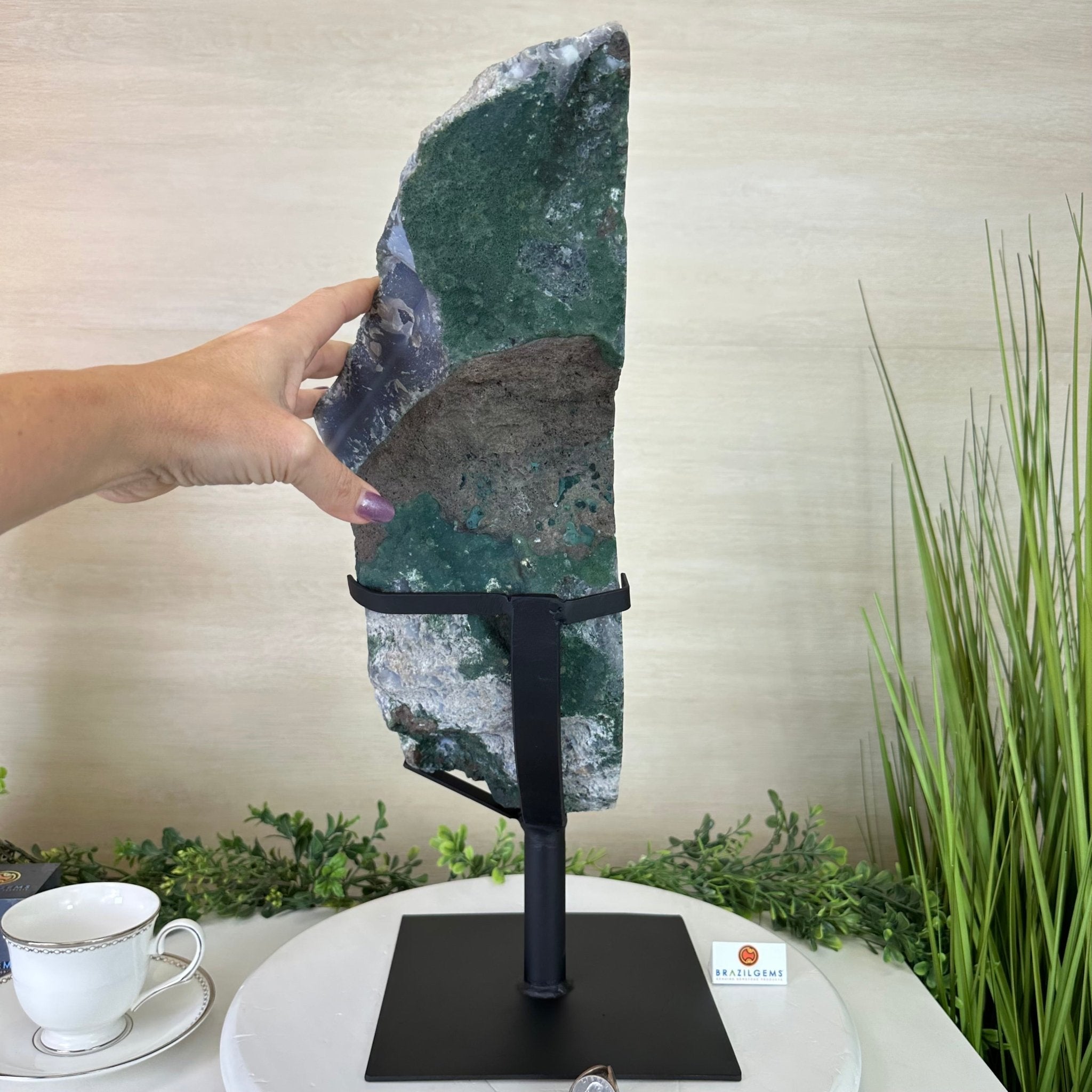 Amethyst Cluster on Metal Base, 44.1 lbs & 19.7" Tall #5491 - 0221 - Brazil GemsBrazil GemsAmethyst Cluster on Metal Base, 44.1 lbs & 19.7" Tall #5491 - 0221Clusters on Fixed Bases5491 - 0221