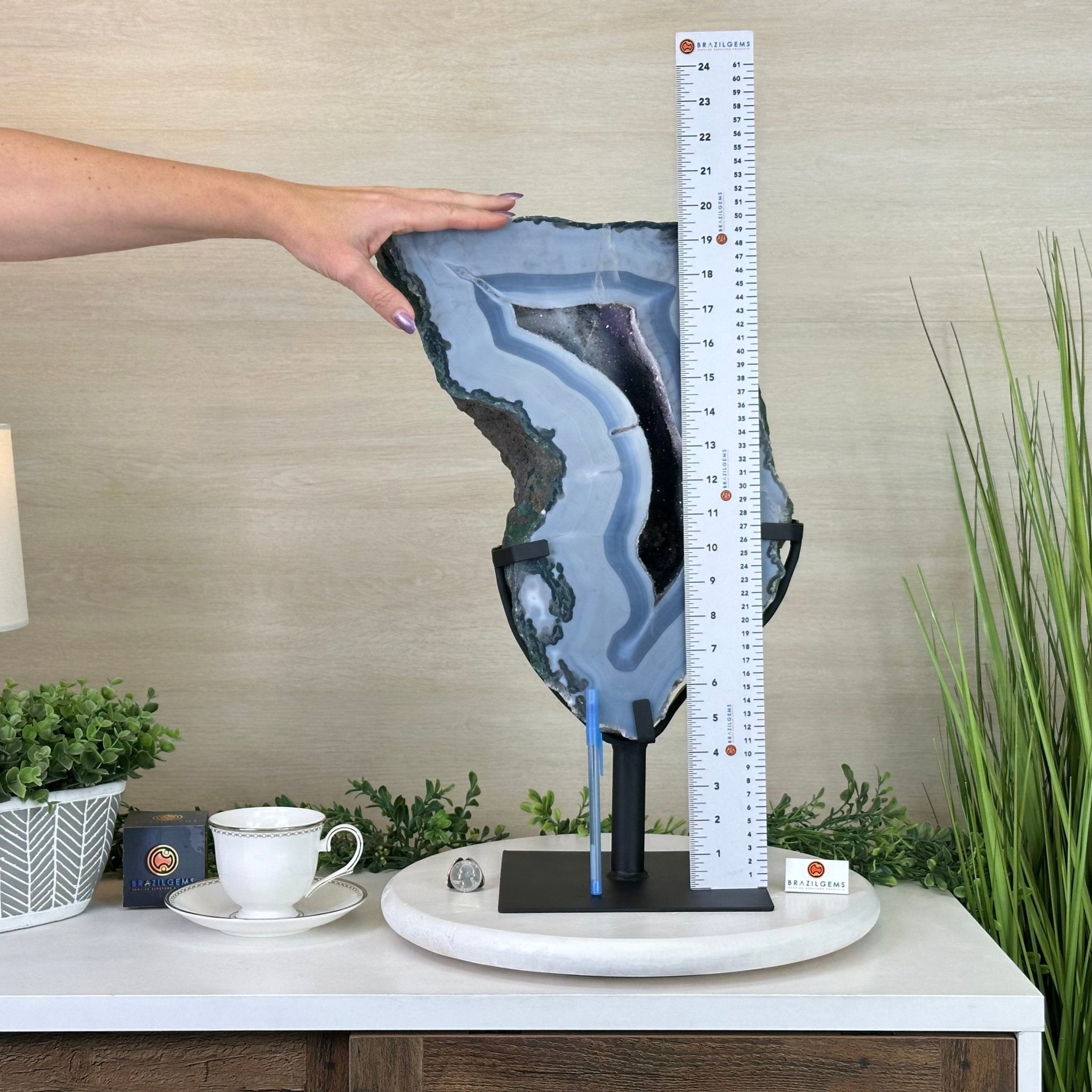 Amethyst Cluster on Metal Base, 44.1 lbs & 19.7" Tall #5491 - 0221 - Brazil GemsBrazil GemsAmethyst Cluster on Metal Base, 44.1 lbs & 19.7" Tall #5491 - 0221Clusters on Fixed Bases5491 - 0221