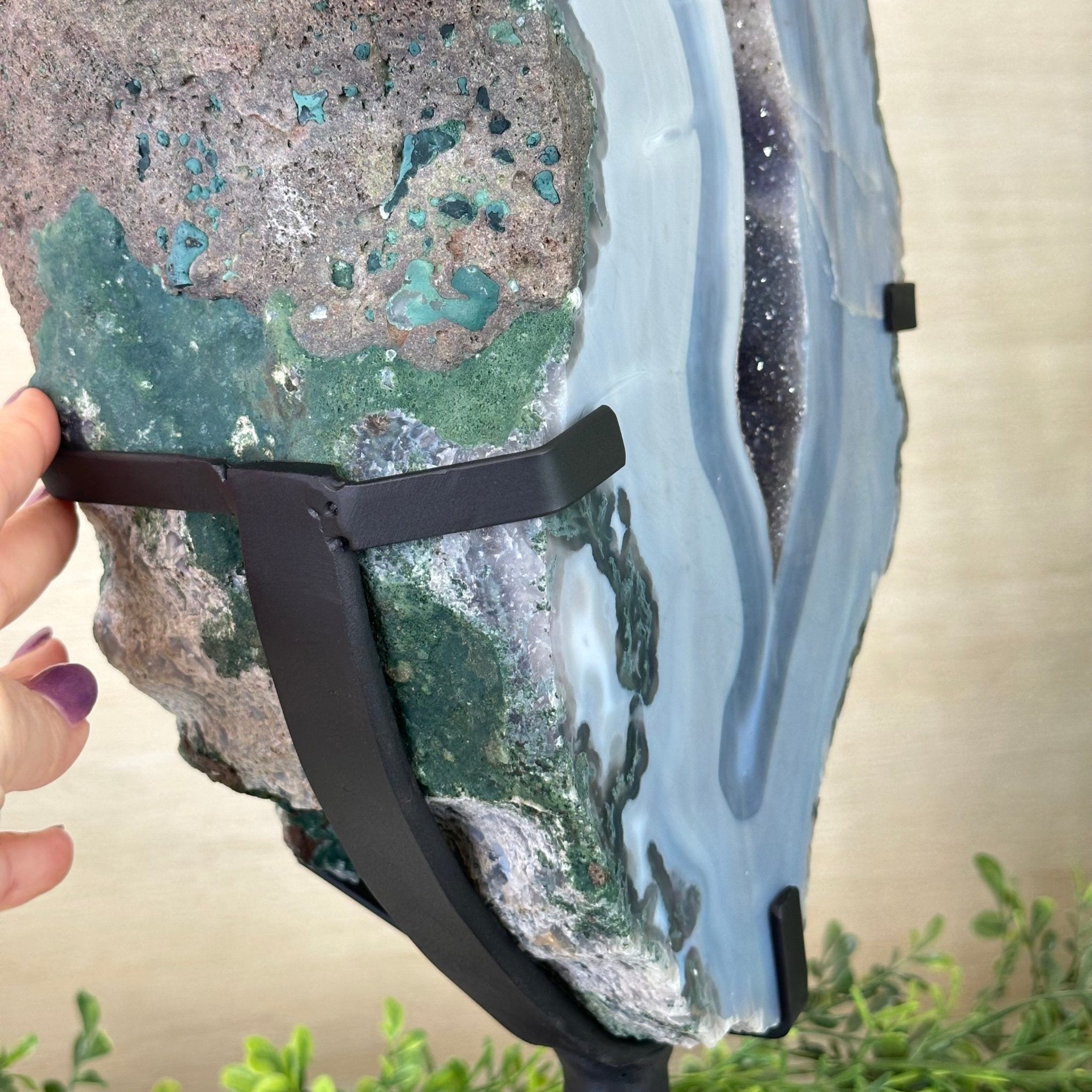 Amethyst Cluster on Metal Base, 44.1 lbs & 19.7" Tall #5491 - 0221 - Brazil GemsBrazil GemsAmethyst Cluster on Metal Base, 44.1 lbs & 19.7" Tall #5491 - 0221Clusters on Fixed Bases5491 - 0221