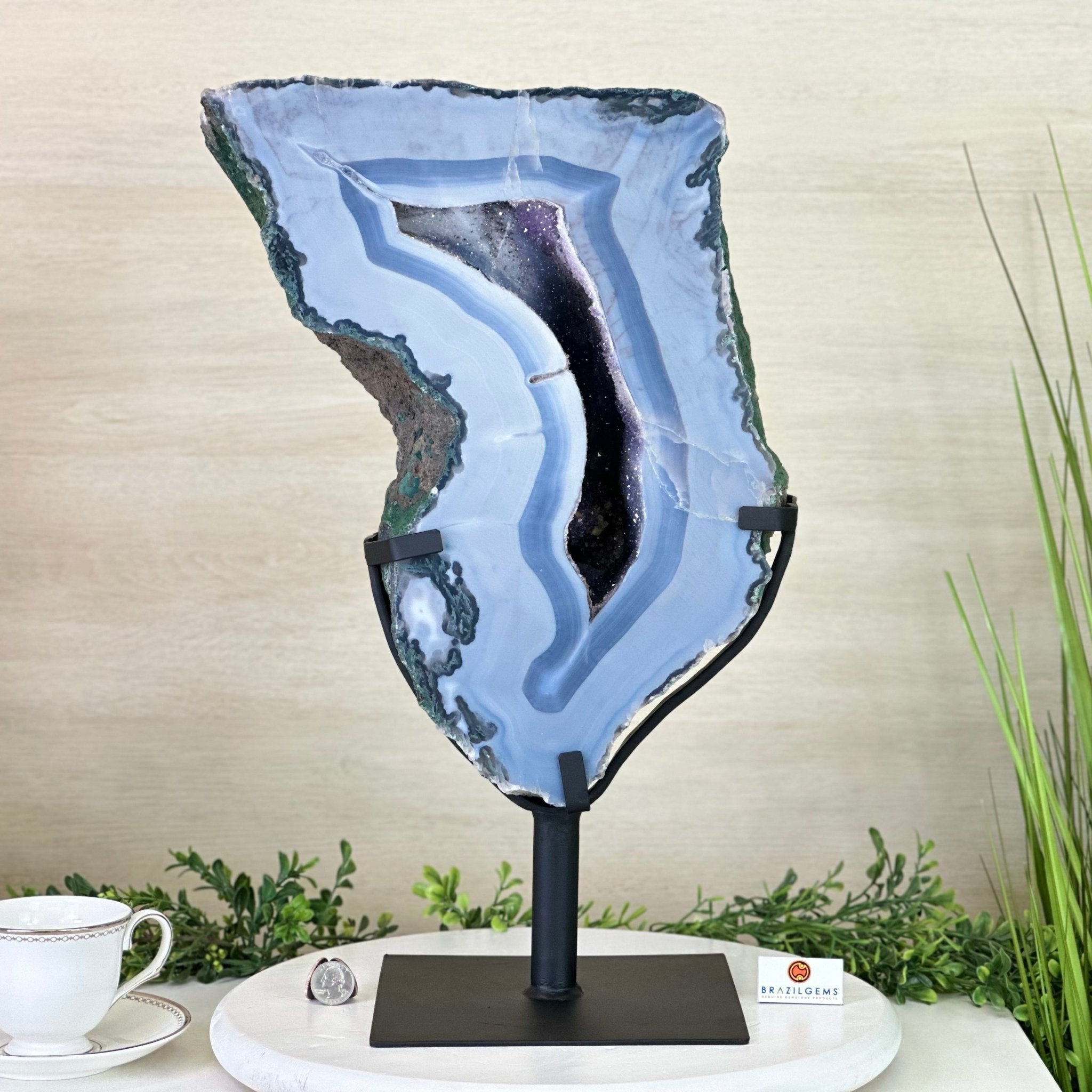 Amethyst Cluster on Metal Base, 44.1 lbs & 19.7" Tall #5491 - 0221 - Brazil GemsBrazil GemsAmethyst Cluster on Metal Base, 44.1 lbs & 19.7" Tall #5491 - 0221Clusters on Fixed Bases5491 - 0221