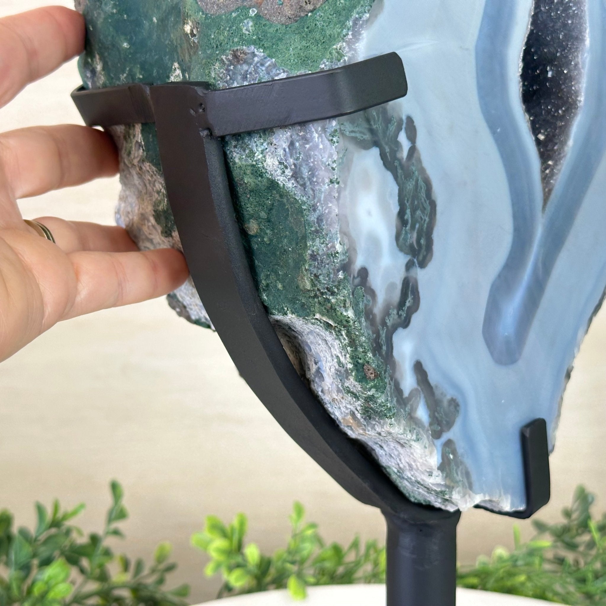 Amethyst Cluster on Metal Base, 44.1 lbs & 19.7" Tall #5491 - 0221 - Brazil GemsBrazil GemsAmethyst Cluster on Metal Base, 44.1 lbs & 19.7" Tall #5491 - 0221Clusters on Fixed Bases5491 - 0221