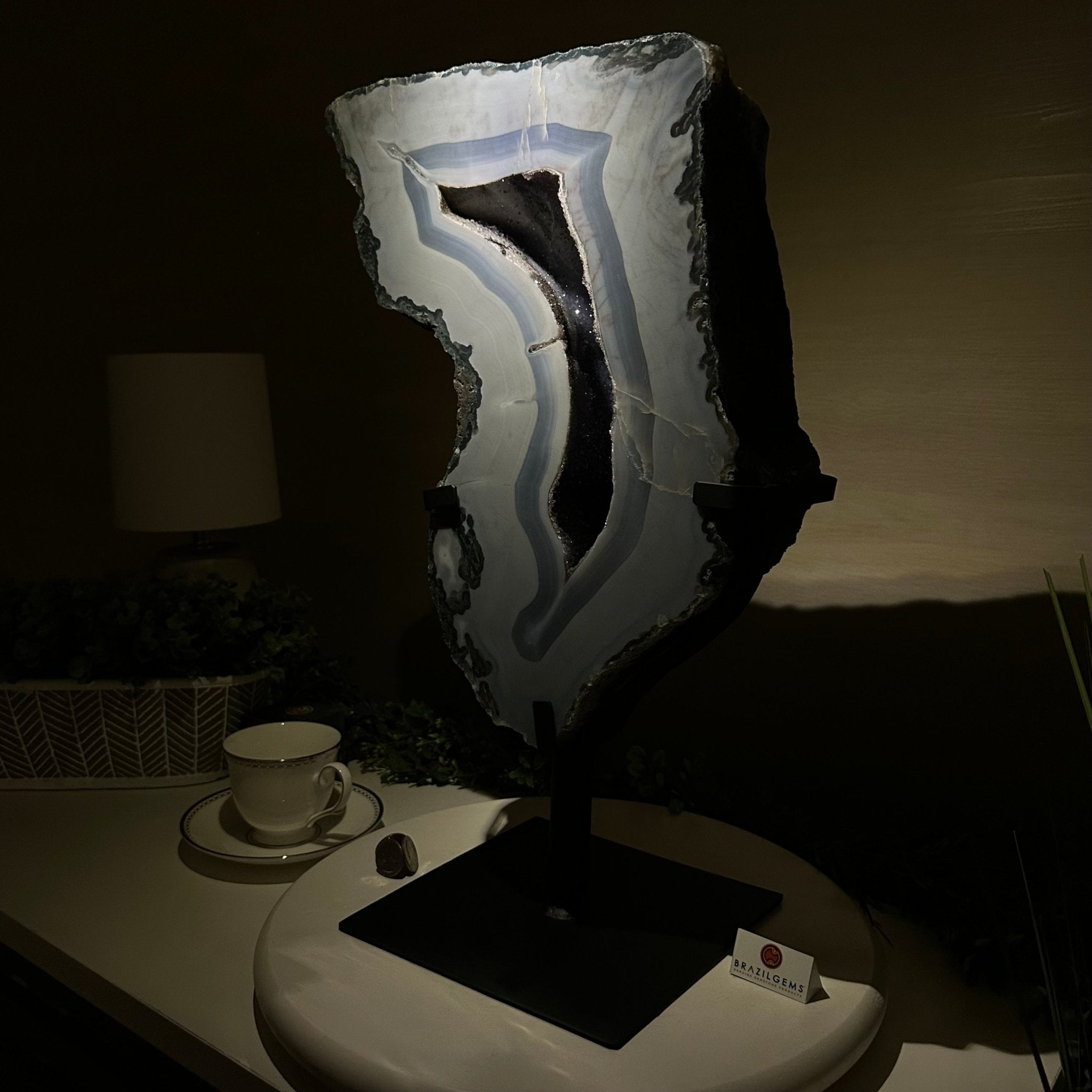 Amethyst Cluster on Metal Base, 44.1 lbs & 19.7" Tall #5491 - 0221 - Brazil GemsBrazil GemsAmethyst Cluster on Metal Base, 44.1 lbs & 19.7" Tall #5491 - 0221Clusters on Fixed Bases5491 - 0221