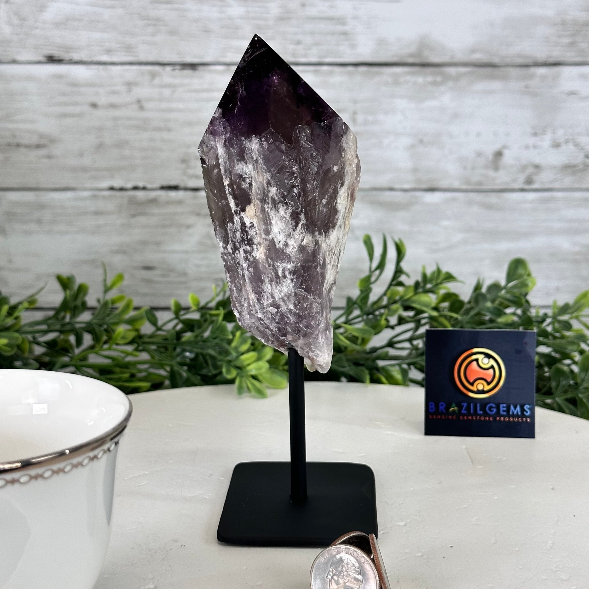 Amethyst Crystal Point on a Metal Stand, 5.2" Tall Model #3122AM-006 by Brazil Gems - Brazil GemsBrazil GemsAmethyst Crystal Point on a Metal Stand, 5.2" Tall Model #3122AM-006 by Brazil GemsCrystal Points3122AM-006