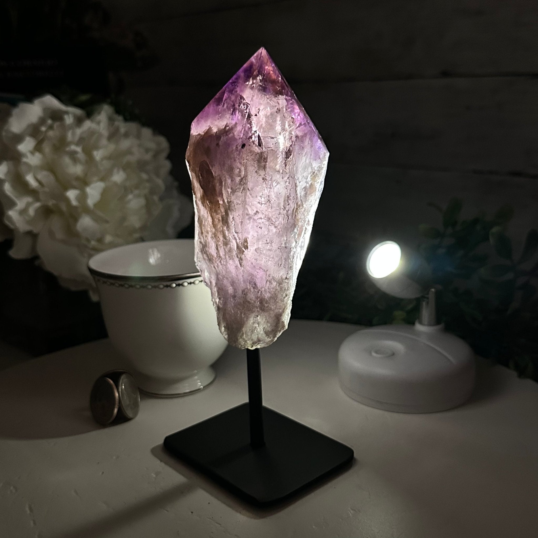 Amethyst Crystal Point on a Metal Stand, 5.2" Tall Model #3122AM-006 by Brazil Gems - Brazil GemsBrazil GemsAmethyst Crystal Point on a Metal Stand, 5.2" Tall Model #3122AM-006 by Brazil GemsCrystal Points3122AM-006