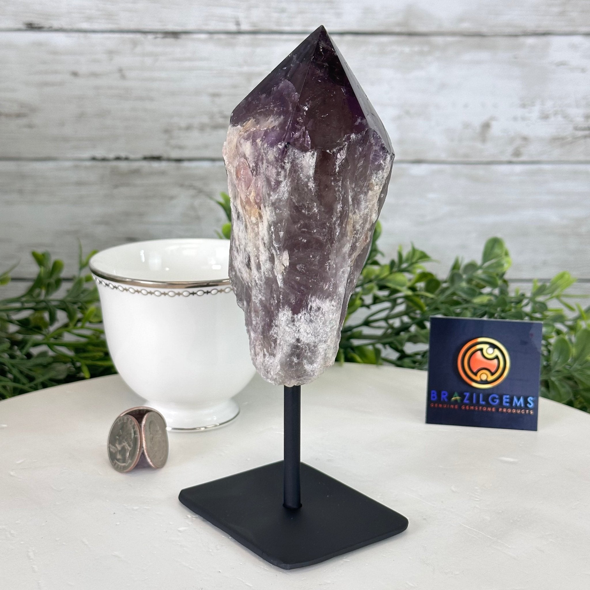 Amethyst Crystal Point on a Metal Stand, 5.2" Tall Model #3122AM-006 by Brazil Gems - Brazil GemsBrazil GemsAmethyst Crystal Point on a Metal Stand, 5.2" Tall Model #3122AM-006 by Brazil GemsCrystal Points3122AM-006