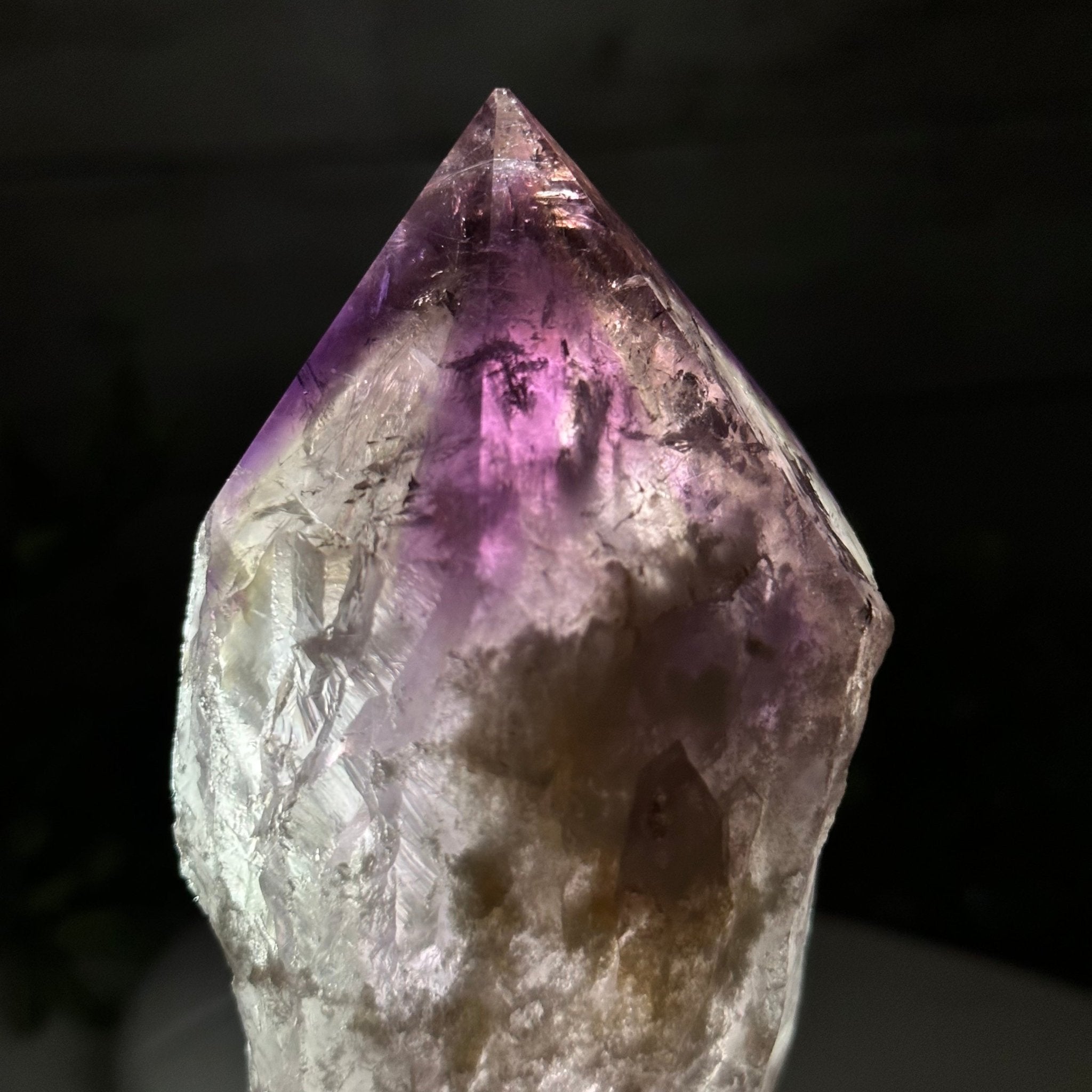 Amethyst Crystal Point on a Metal Stand, 5.2" Tall Model #3122AM-006 by Brazil Gems - Brazil GemsBrazil GemsAmethyst Crystal Point on a Metal Stand, 5.2" Tall Model #3122AM-006 by Brazil GemsCrystal Points3122AM-006