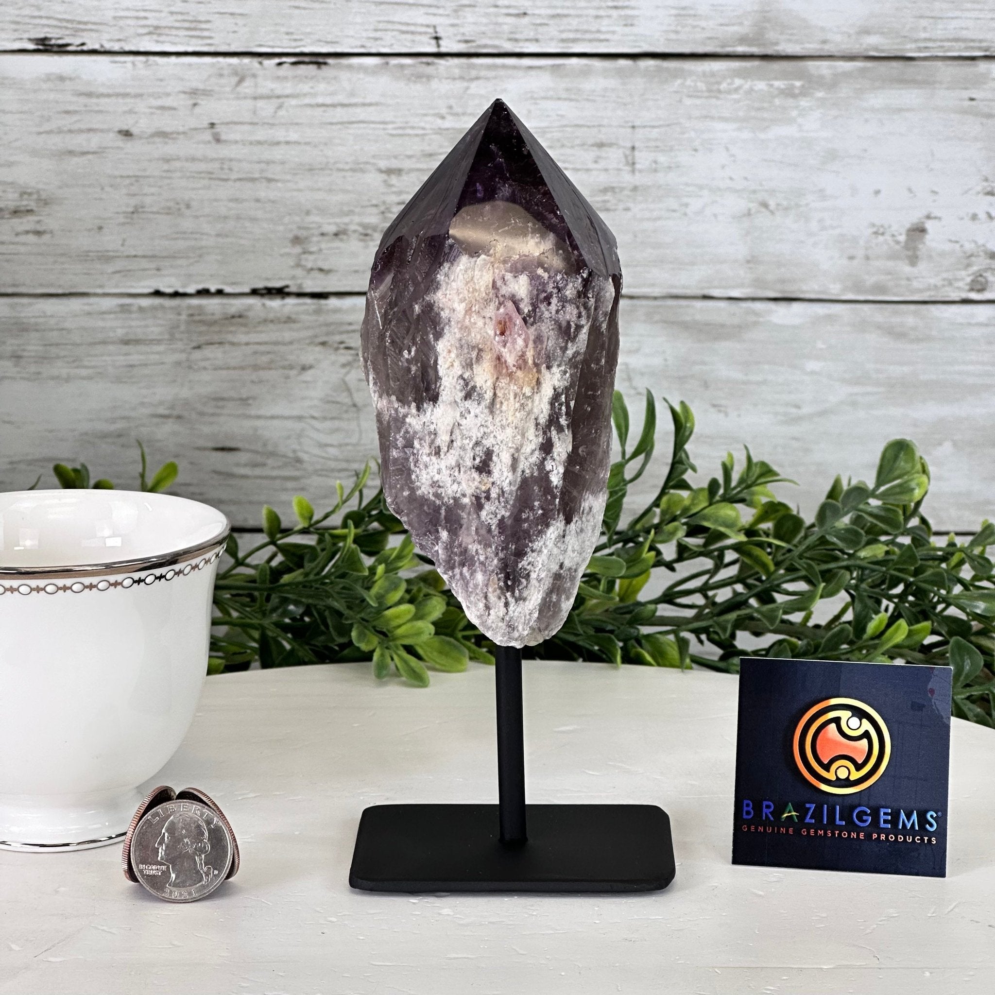 Amethyst Crystal Point on a Metal Stand, 5.2" Tall Model #3122AM-006 by Brazil Gems - Brazil GemsBrazil GemsAmethyst Crystal Point on a Metal Stand, 5.2" Tall Model #3122AM-006 by Brazil GemsCrystal Points3122AM-006