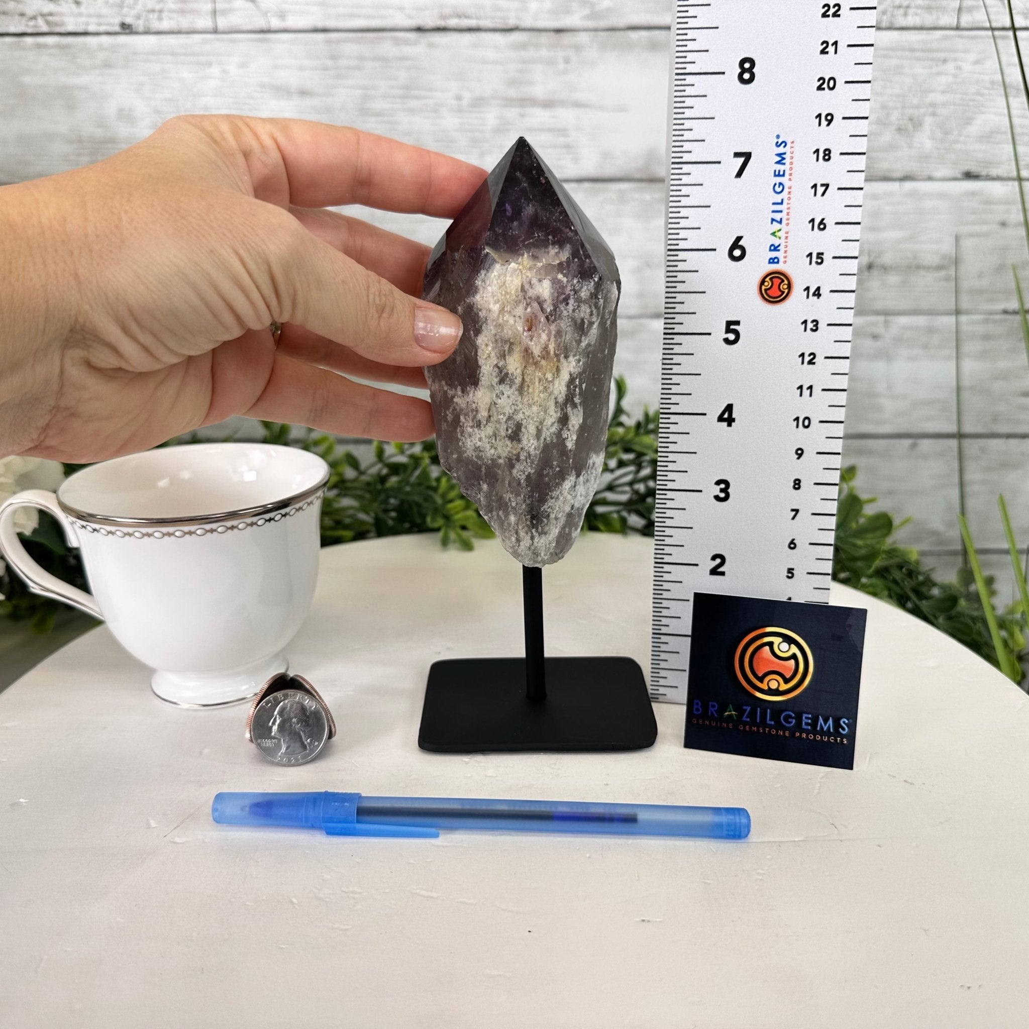 Amethyst Crystal Point on a Metal Stand, 5.2" Tall Model #3122AM-006 by Brazil Gems - Brazil GemsBrazil GemsAmethyst Crystal Point on a Metal Stand, 5.2" Tall Model #3122AM-006 by Brazil GemsCrystal Points3122AM-006