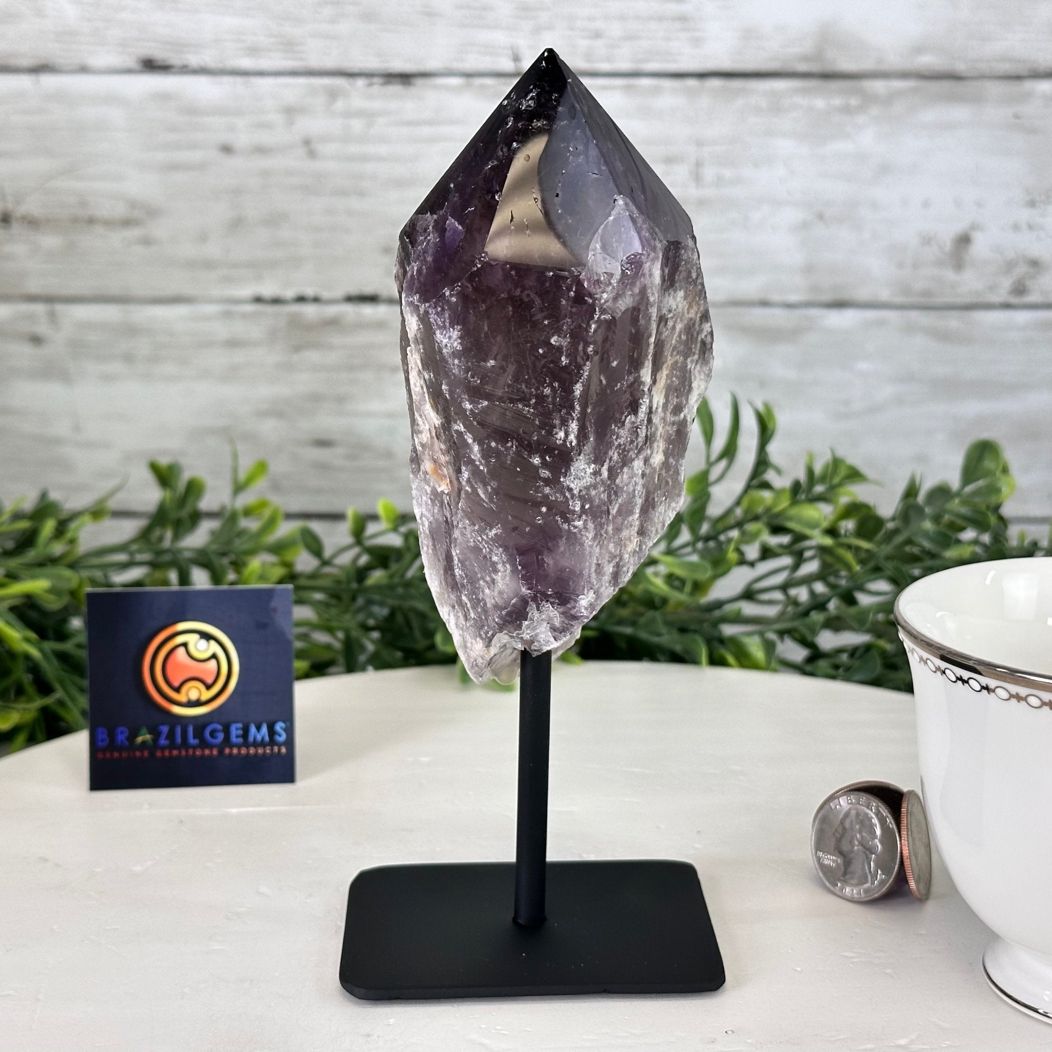 Amethyst Crystal Point on a Metal Stand, 5.2" Tall Model #3122AM-006 by Brazil Gems - Brazil GemsBrazil GemsAmethyst Crystal Point on a Metal Stand, 5.2" Tall Model #3122AM-006 by Brazil GemsCrystal Points3122AM-006