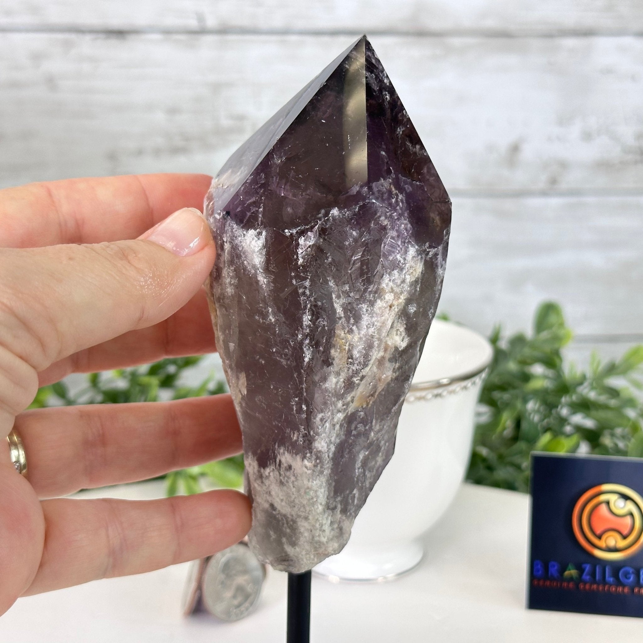Amethyst Crystal Point on a Metal Stand, 5.2" Tall Model #3122AM-006 by Brazil Gems - Brazil GemsBrazil GemsAmethyst Crystal Point on a Metal Stand, 5.2" Tall Model #3122AM-006 by Brazil GemsCrystal Points3122AM-006