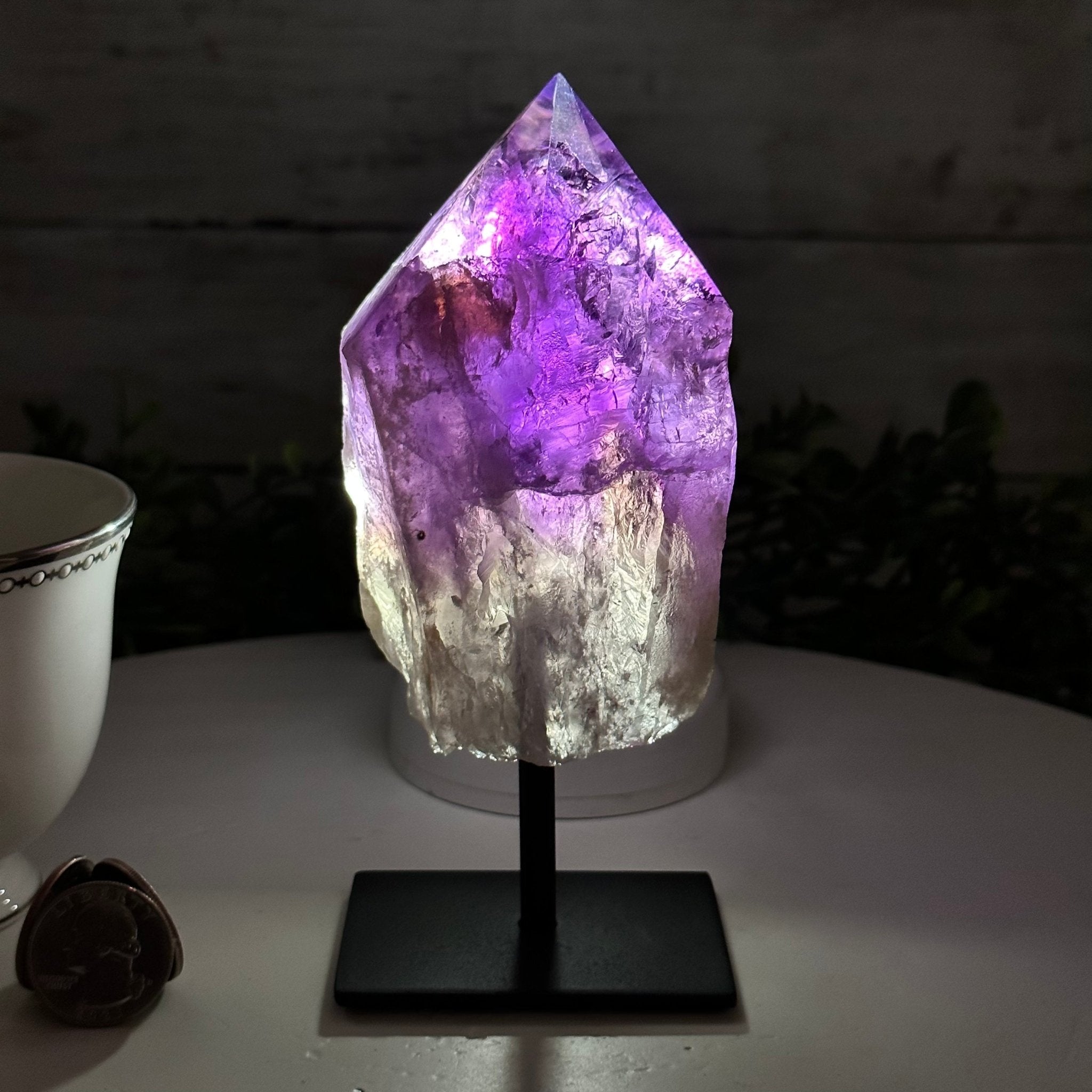 Amethyst Crystal Point on a Metal Stand, 6" Tall Model #3122AM-003 by Brazil Gems - Brazil GemsBrazil GemsAmethyst Crystal Point on a Metal Stand, 6" Tall Model #3122AM-003 by Brazil GemsCrystal Points3122AM-003