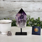 Amethyst Crystal Point on a Metal Stand, 6" Tall Model #3122AM-003 by Brazil Gems - Brazil GemsBrazil GemsAmethyst Crystal Point on a Metal Stand, 6" Tall Model #3122AM-003 by Brazil GemsCrystal Points3122AM-003