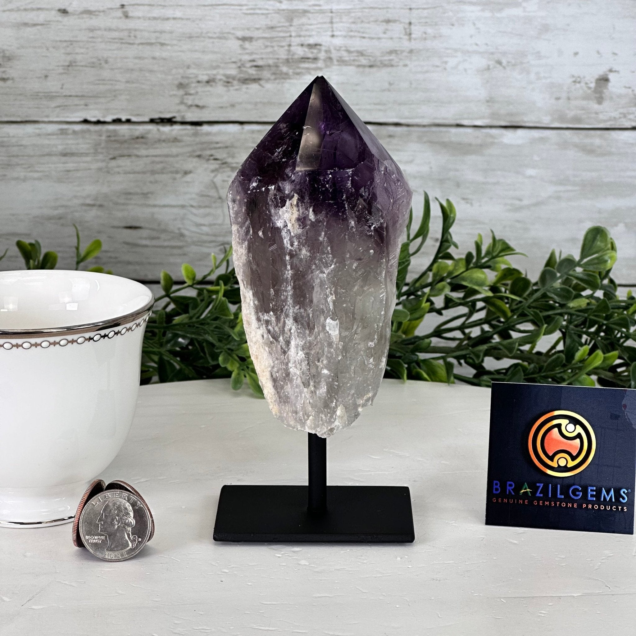 Amethyst Crystal Point on a Metal Stand, 6.1" Tall Model #3122AM-005 by Brazil Gems - Brazil GemsBrazil GemsAmethyst Crystal Point on a Metal Stand, 6.1" Tall Model #3122AM-005 by Brazil GemsCrystal Points3122AM-005