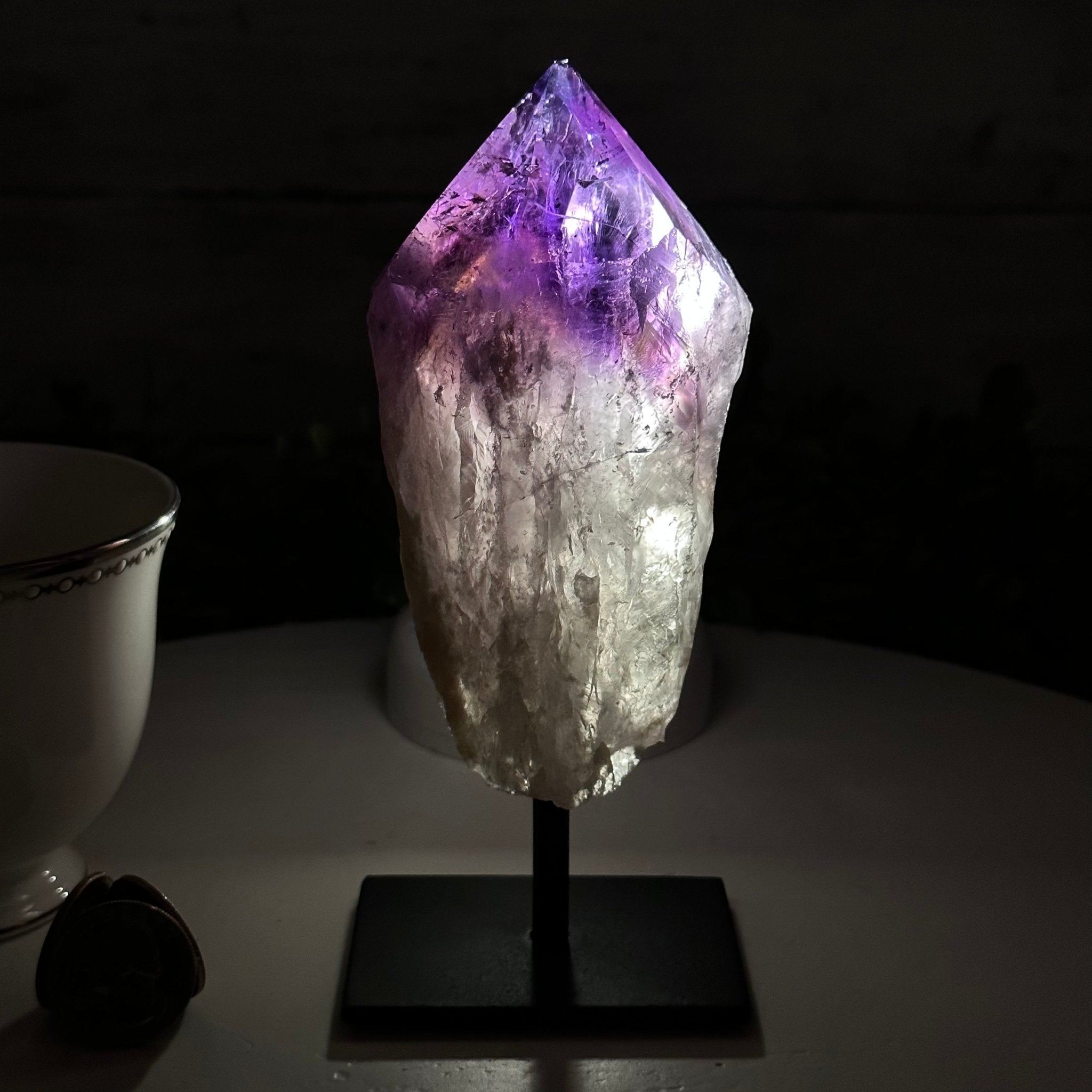 Amethyst Crystal Point on a Metal Stand, 6.1" Tall Model #3122AM-005 by Brazil Gems - Brazil GemsBrazil GemsAmethyst Crystal Point on a Metal Stand, 6.1" Tall Model #3122AM-005 by Brazil GemsCrystal Points3122AM-005