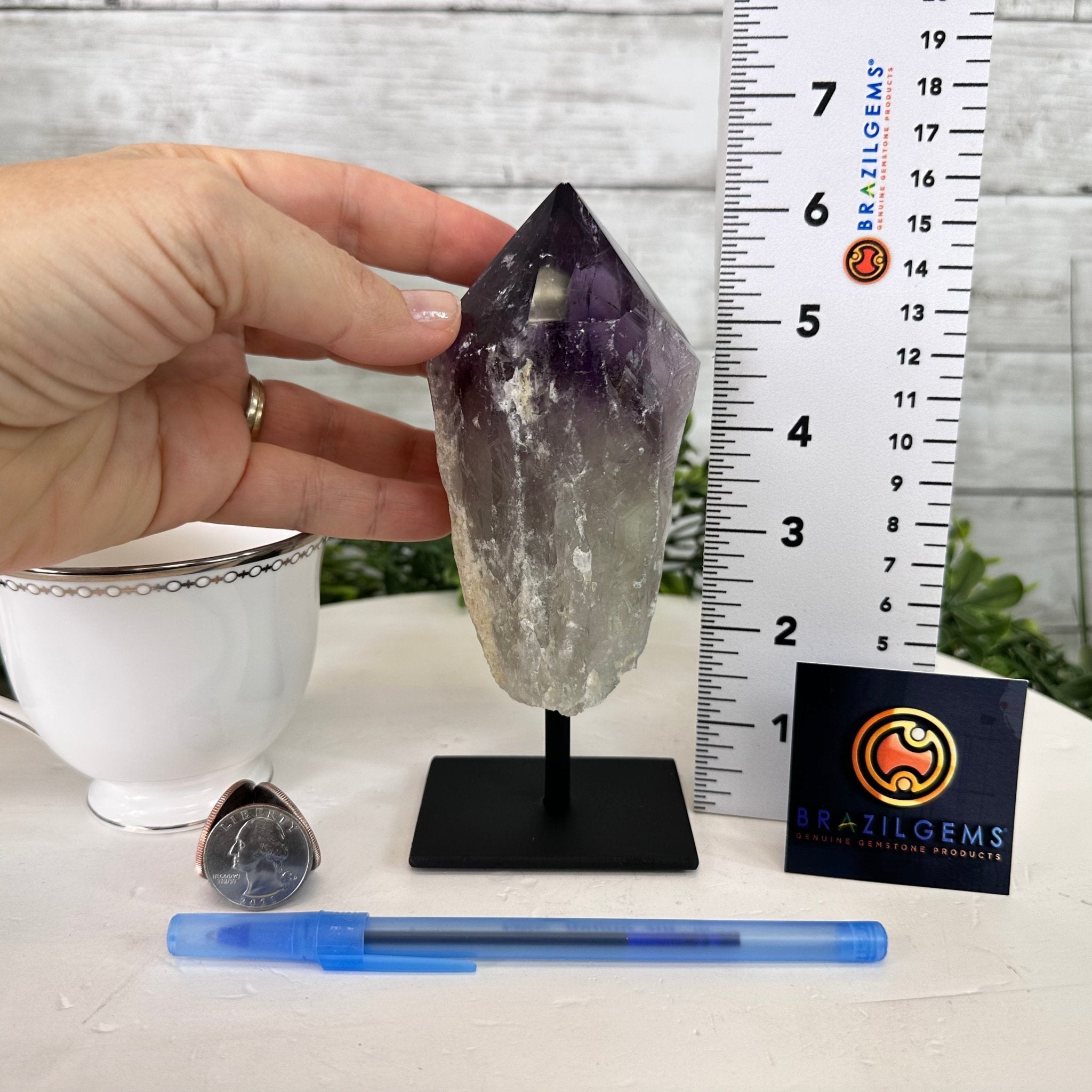 Amethyst Crystal Point on a Metal Stand, 6.1" Tall Model #3122AM-005 by Brazil Gems - Brazil GemsBrazil GemsAmethyst Crystal Point on a Metal Stand, 6.1" Tall Model #3122AM-005 by Brazil GemsCrystal Points3122AM-005