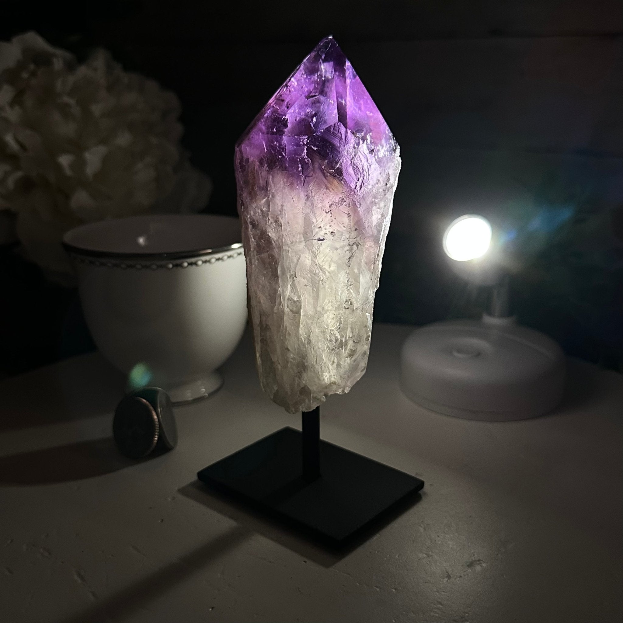 Amethyst Crystal Point on a Metal Stand, 6.1" Tall Model #3122AM-005 by Brazil Gems - Brazil GemsBrazil GemsAmethyst Crystal Point on a Metal Stand, 6.1" Tall Model #3122AM-005 by Brazil GemsCrystal Points3122AM-005
