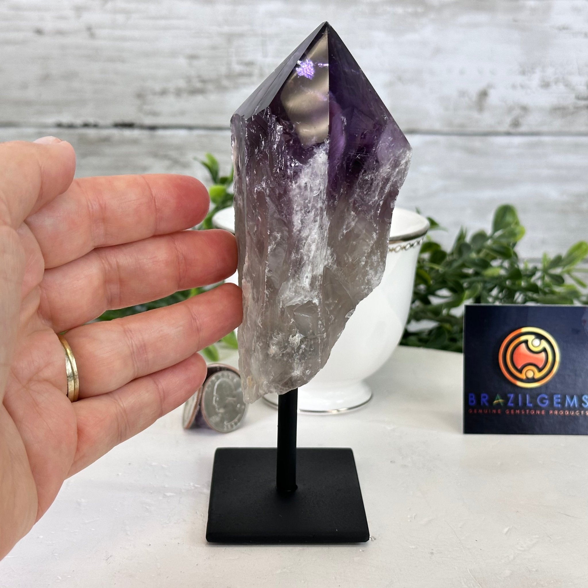 Amethyst Crystal Point on a Metal Stand, 6.1" Tall Model #3122AM-005 by Brazil Gems - Brazil GemsBrazil GemsAmethyst Crystal Point on a Metal Stand, 6.1" Tall Model #3122AM-005 by Brazil GemsCrystal Points3122AM-005