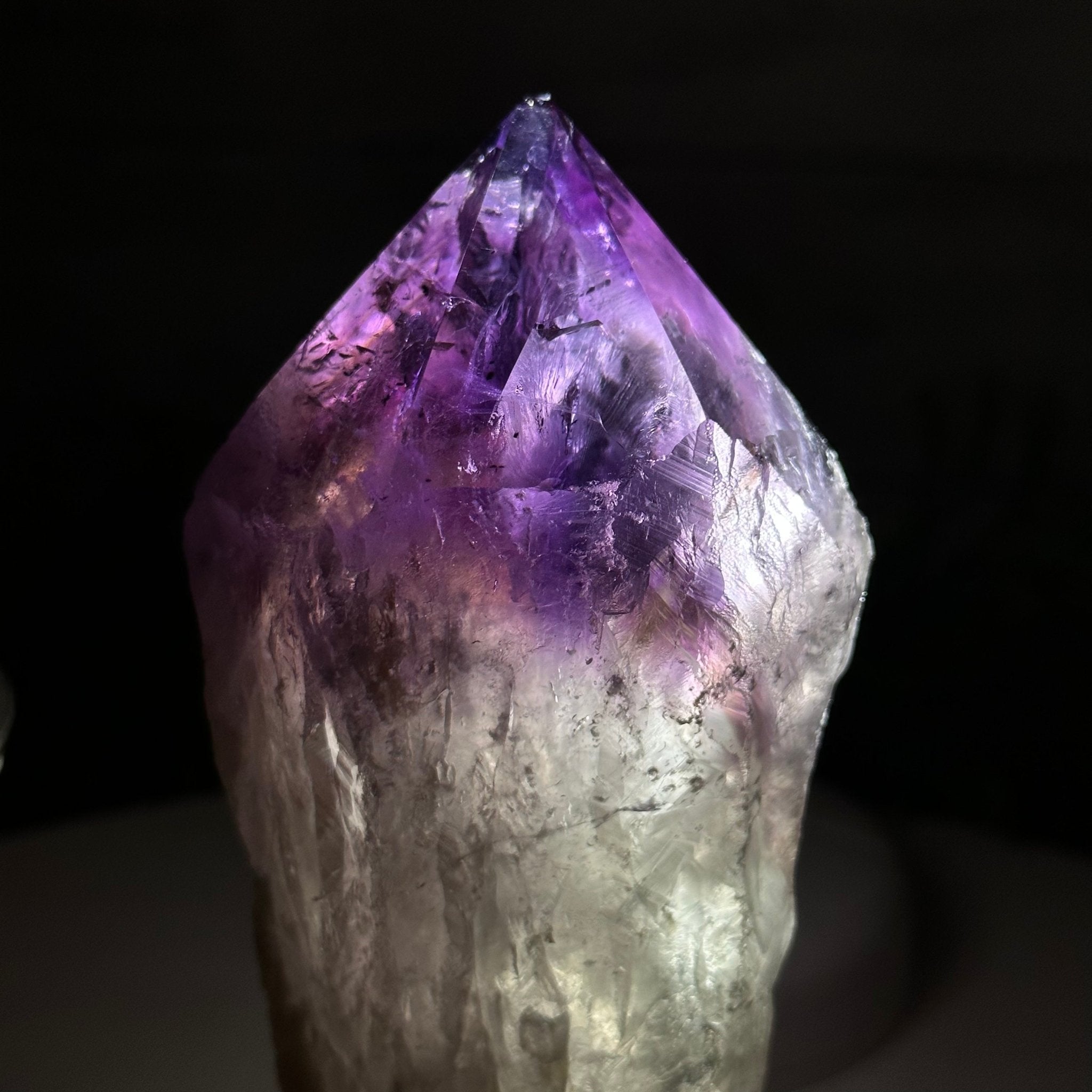 Amethyst Crystal Point on a Metal Stand, 6.1" Tall Model #3122AM-005 by Brazil Gems - Brazil GemsBrazil GemsAmethyst Crystal Point on a Metal Stand, 6.1" Tall Model #3122AM-005 by Brazil GemsCrystal Points3122AM-005