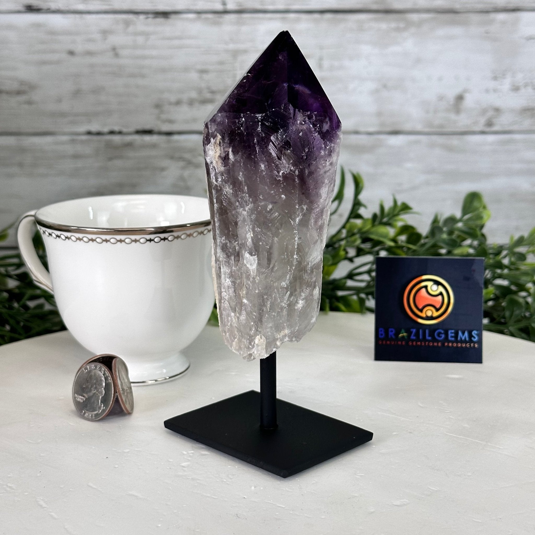 Amethyst Crystal Point on a Metal Stand, 6.1" Tall Model #3122AM-005 by Brazil Gems - Brazil GemsBrazil GemsAmethyst Crystal Point on a Metal Stand, 6.1" Tall Model #3122AM-005 by Brazil GemsCrystal Points3122AM-005