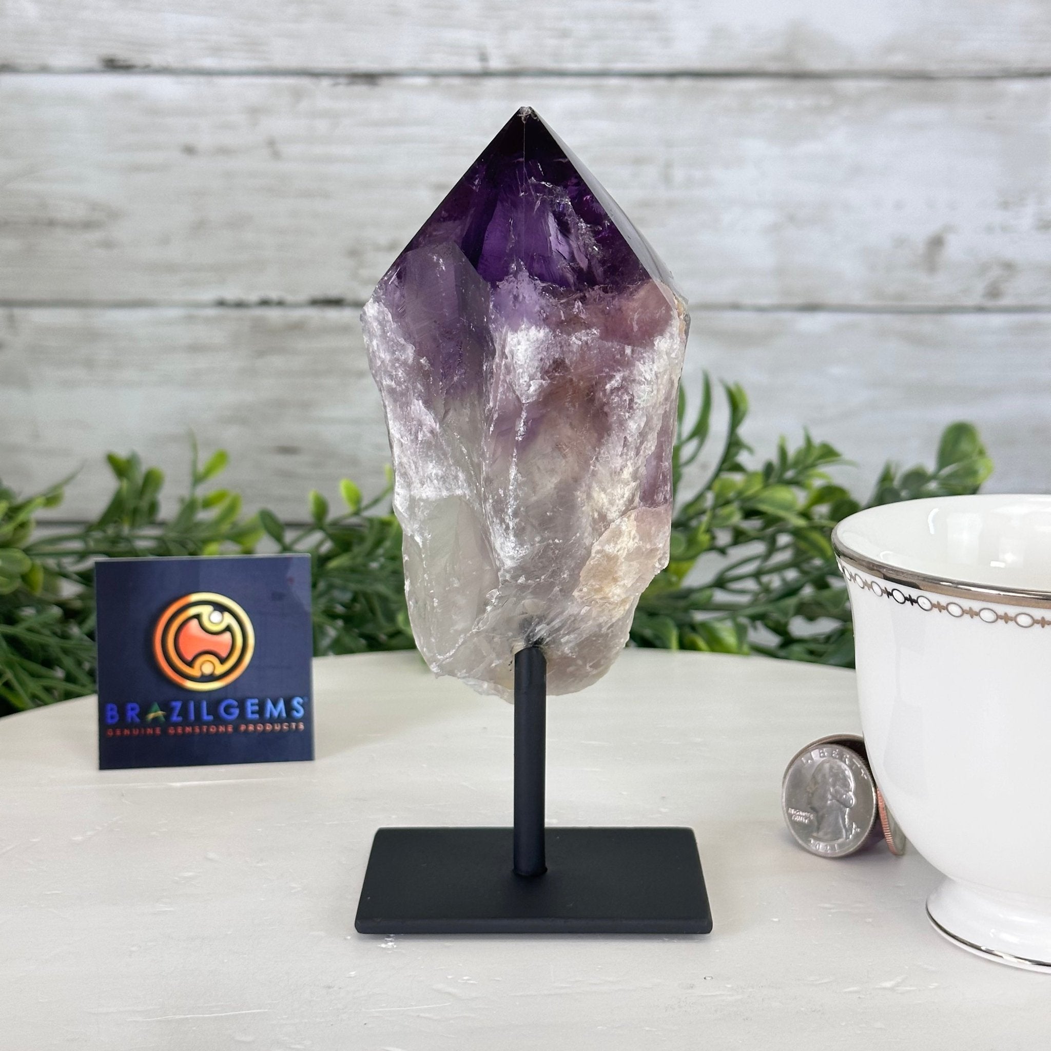 Amethyst Crystal Point on a Metal Stand, 6.1" Tall Model #3122AM-005 by Brazil Gems - Brazil GemsBrazil GemsAmethyst Crystal Point on a Metal Stand, 6.1" Tall Model #3122AM-005 by Brazil GemsCrystal Points3122AM-005