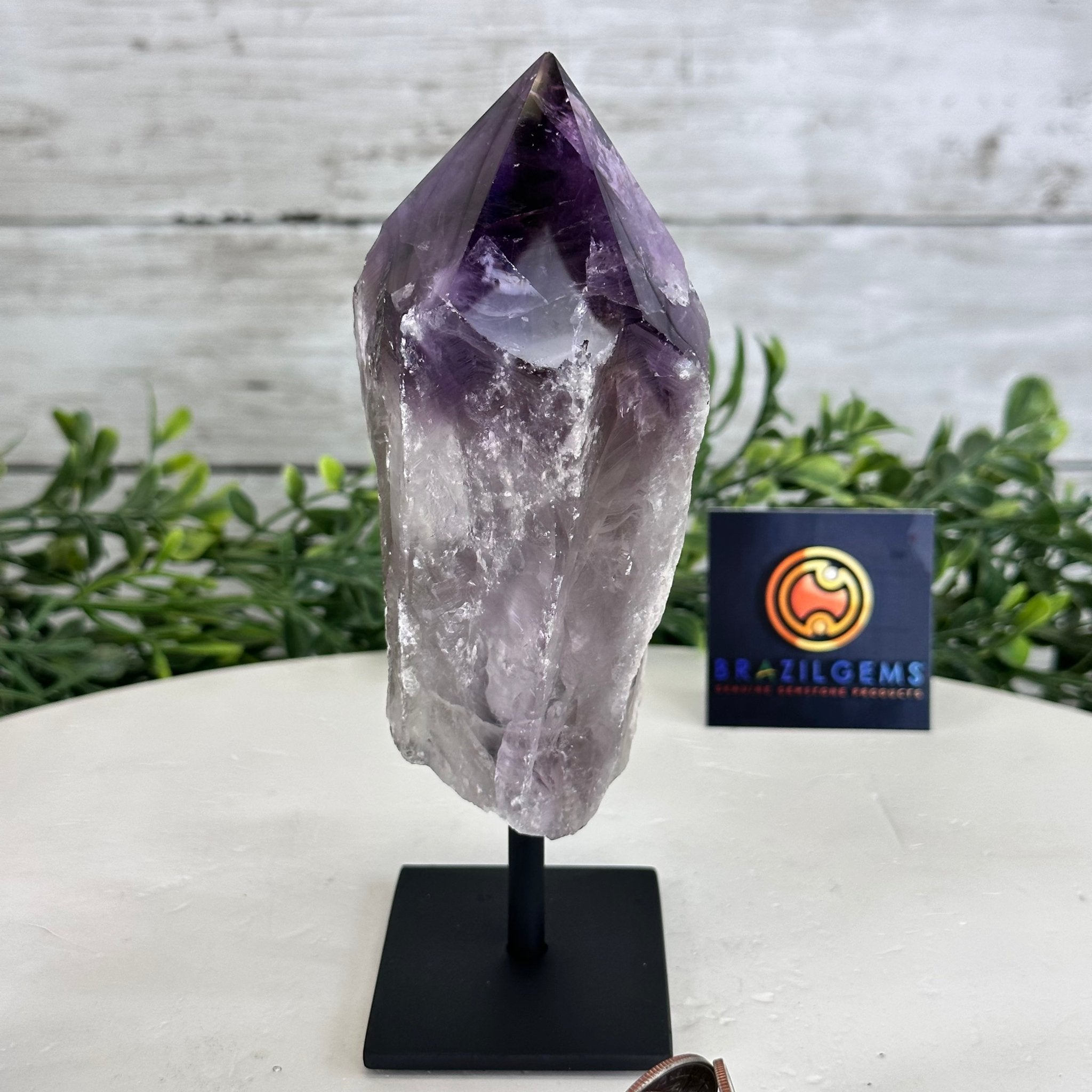 Amethyst Crystal Point on a Metal Stand, 6.1" Tall Model #3122AM-009 by Brazil Gems - Brazil GemsBrazil GemsAmethyst Crystal Point on a Metal Stand, 6.1" Tall Model #3122AM-009 by Brazil GemsCrystal Points3122AM-009