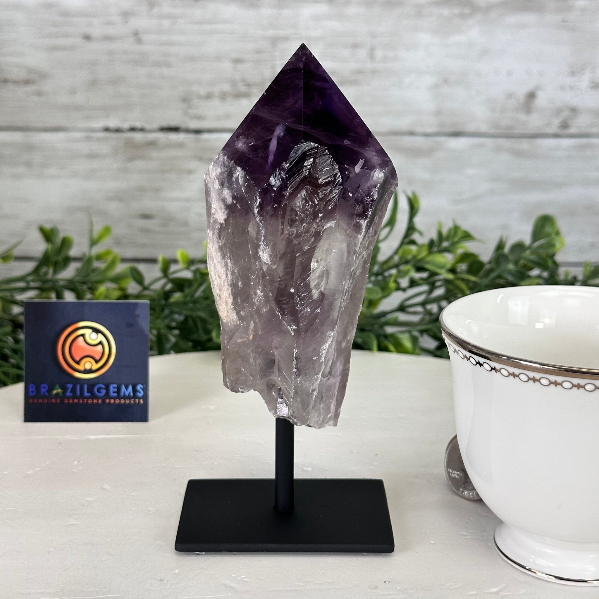Amethyst Crystal Point on a Metal Stand, 6.1" Tall Model #3122AM-009 by Brazil Gems - Brazil GemsBrazil GemsAmethyst Crystal Point on a Metal Stand, 6.1" Tall Model #3122AM-009 by Brazil GemsCrystal Points3122AM-009