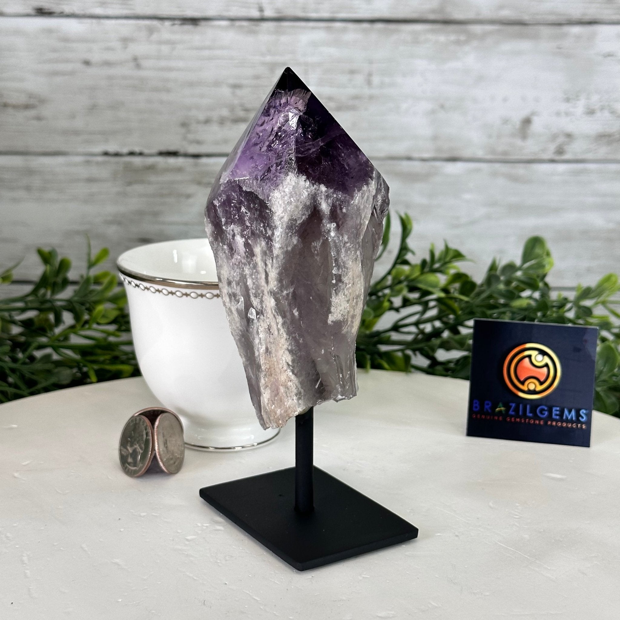 Amethyst Crystal Point on a Metal Stand, 6.1" Tall Model #3122AM-009 by Brazil Gems - Brazil GemsBrazil GemsAmethyst Crystal Point on a Metal Stand, 6.1" Tall Model #3122AM-009 by Brazil GemsCrystal Points3122AM-009