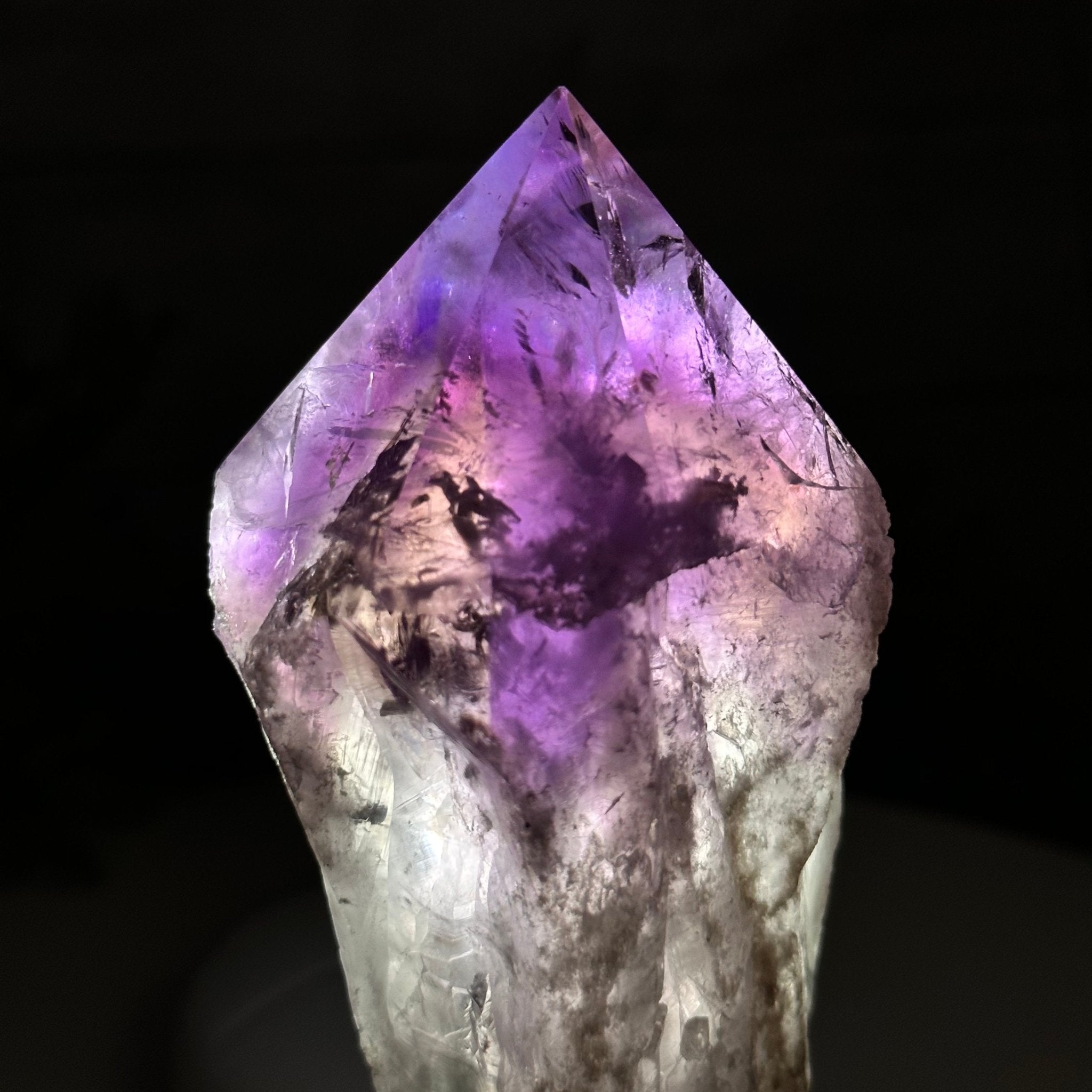 Amethyst Crystal Point on a Metal Stand, 6.1" Tall Model #3122AM-009 by Brazil Gems - Brazil GemsBrazil GemsAmethyst Crystal Point on a Metal Stand, 6.1" Tall Model #3122AM-009 by Brazil GemsCrystal Points3122AM-009