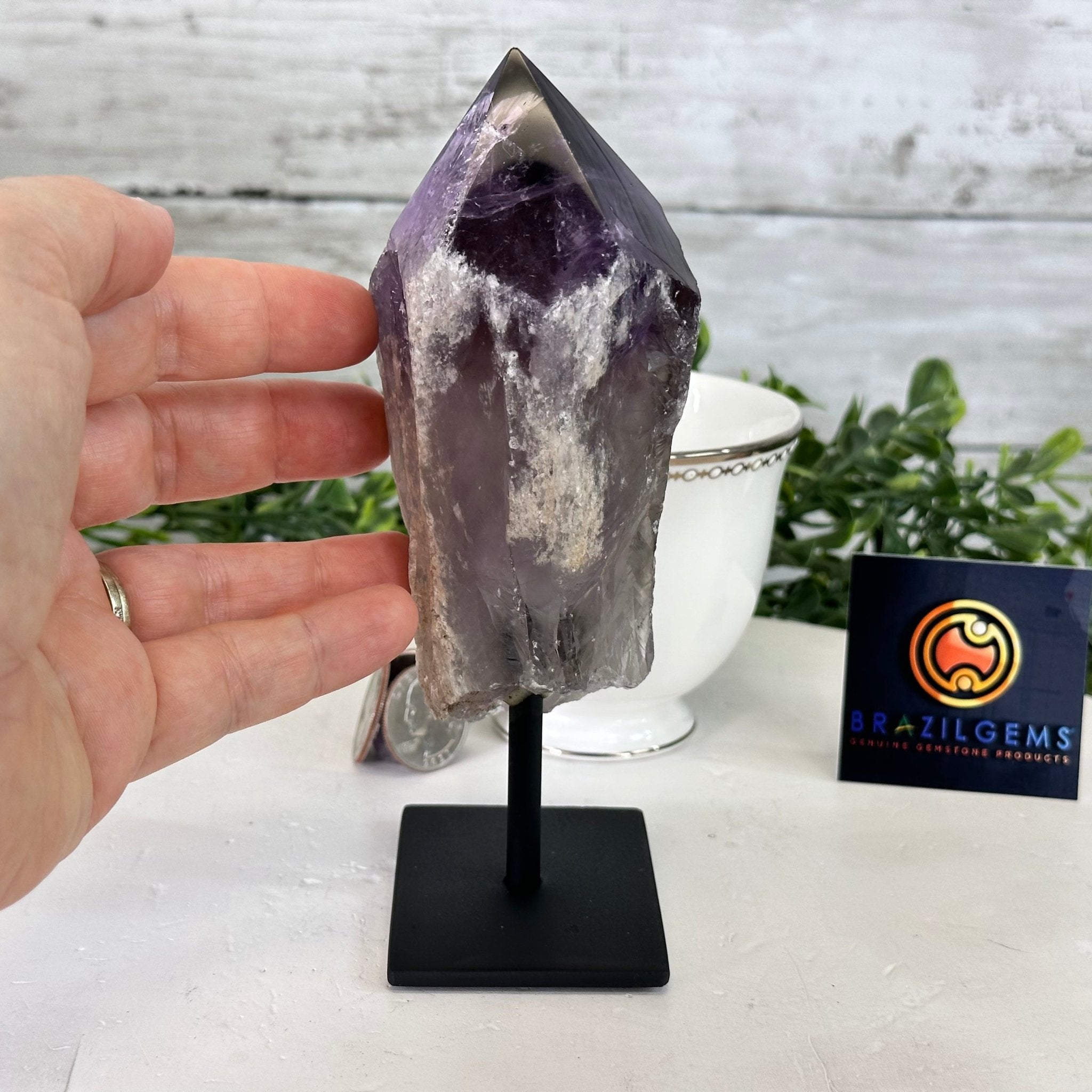 Amethyst Crystal Point on a Metal Stand, 6.1" Tall Model #3122AM-009 by Brazil Gems - Brazil GemsBrazil GemsAmethyst Crystal Point on a Metal Stand, 6.1" Tall Model #3122AM-009 by Brazil GemsCrystal Points3122AM-009
