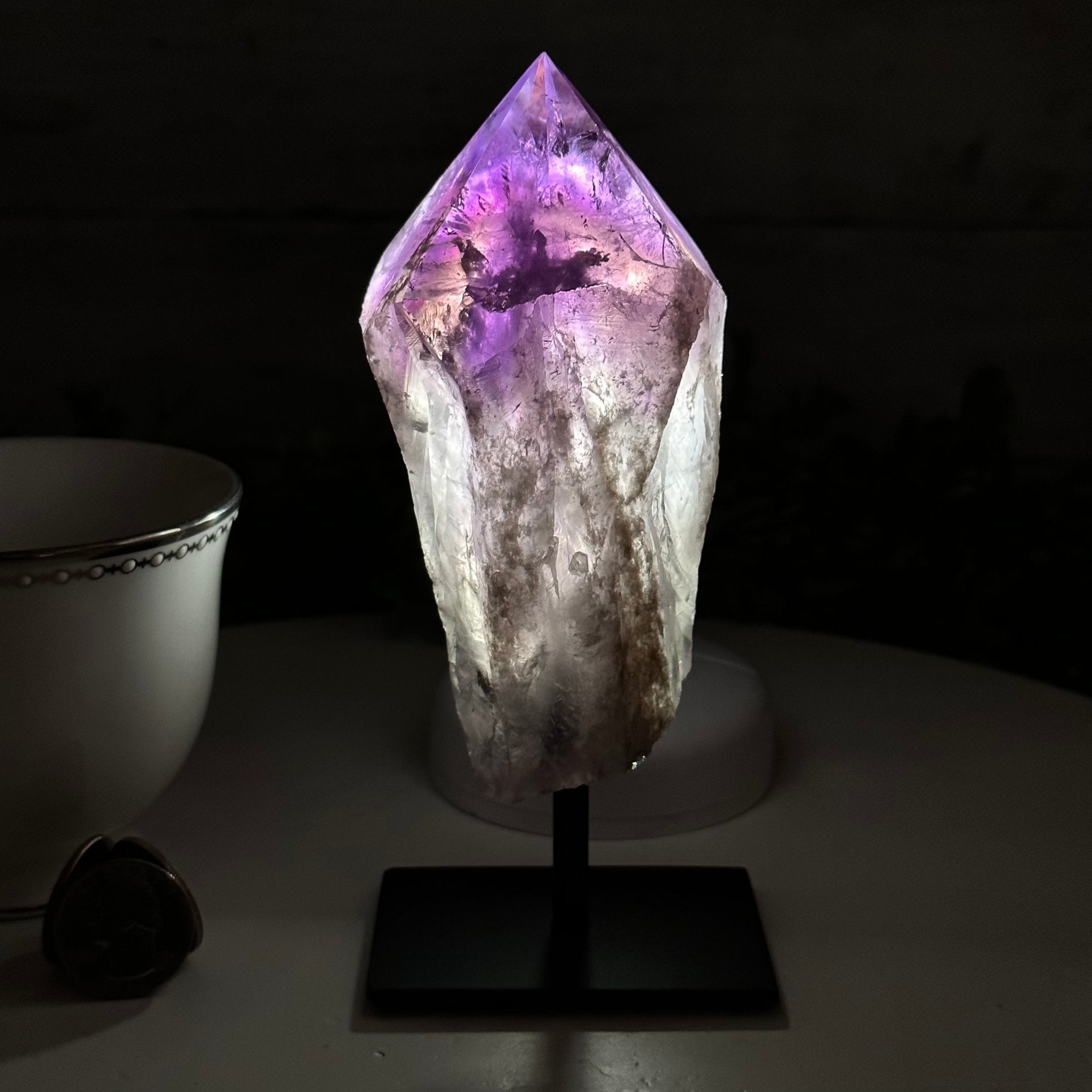 Amethyst Crystal Point on a Metal Stand, 6.1" Tall Model #3122AM-009 by Brazil Gems - Brazil GemsBrazil GemsAmethyst Crystal Point on a Metal Stand, 6.1" Tall Model #3122AM-009 by Brazil GemsCrystal Points3122AM-009
