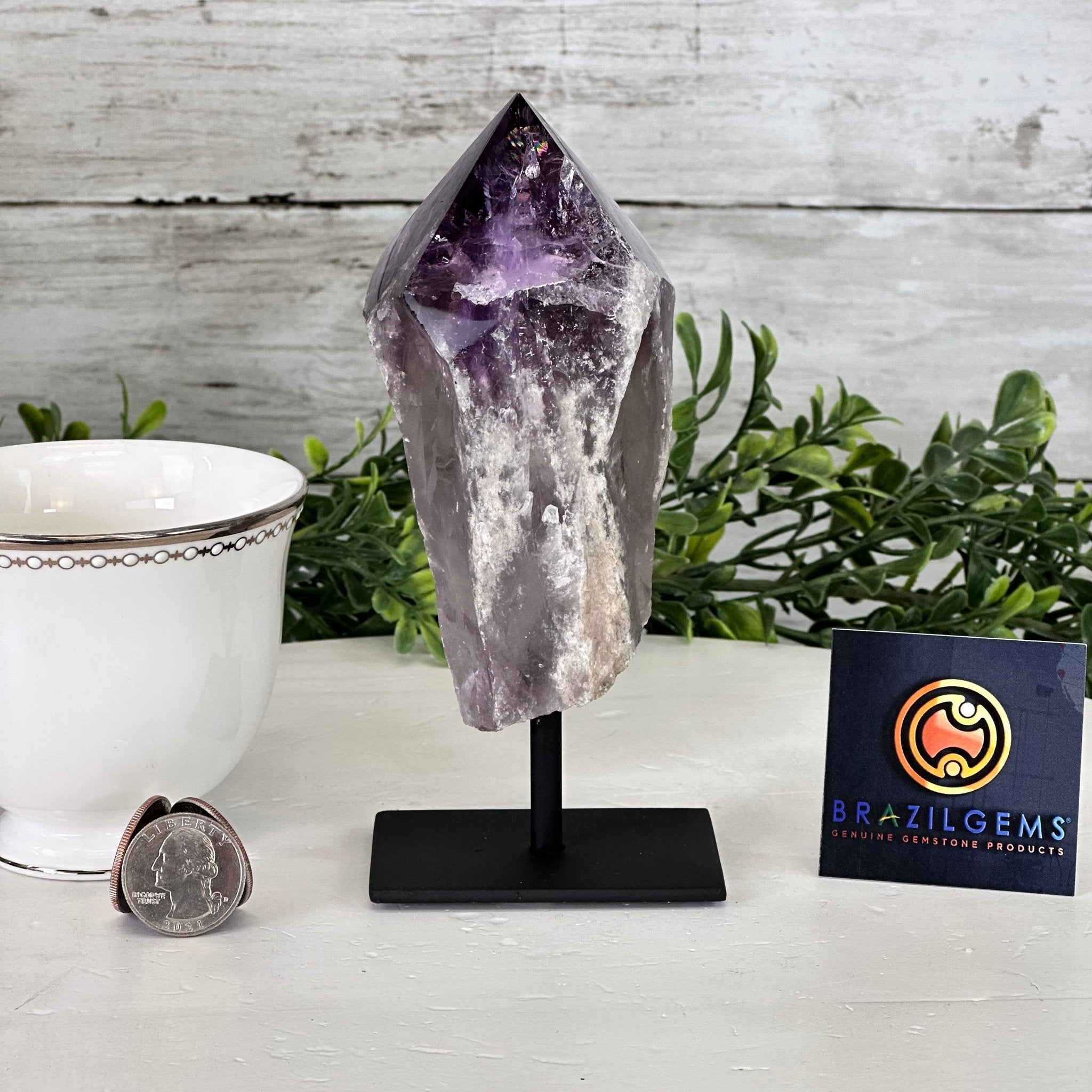 Amethyst Crystal Point on a Metal Stand, 6.1" Tall Model #3122AM-009 by Brazil Gems - Brazil GemsBrazil GemsAmethyst Crystal Point on a Metal Stand, 6.1" Tall Model #3122AM-009 by Brazil GemsCrystal Points3122AM-009