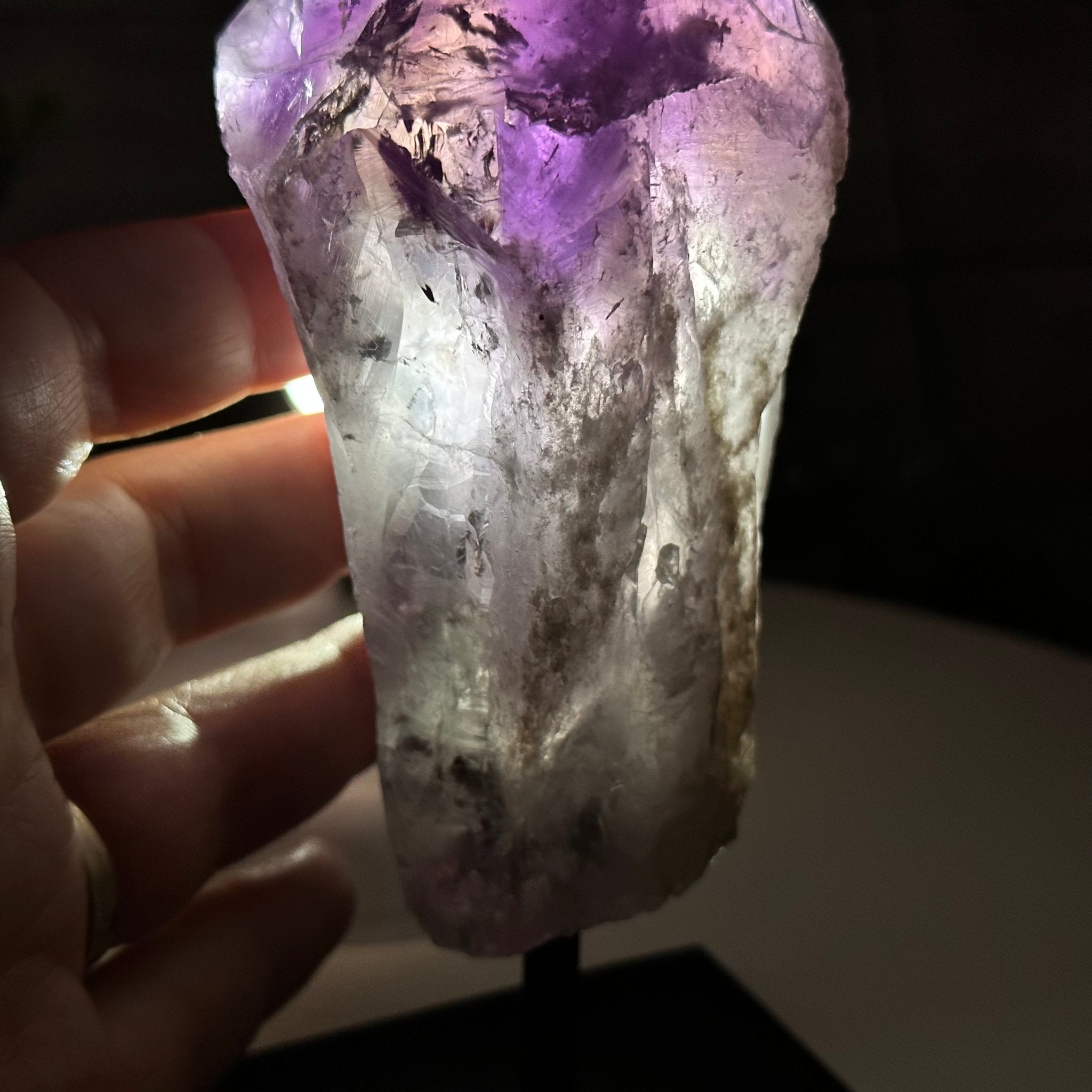 Amethyst Crystal Point on a Metal Stand, 6.1" Tall Model #3122AM-009 by Brazil Gems - Brazil GemsBrazil GemsAmethyst Crystal Point on a Metal Stand, 6.1" Tall Model #3122AM-009 by Brazil GemsCrystal Points3122AM-009