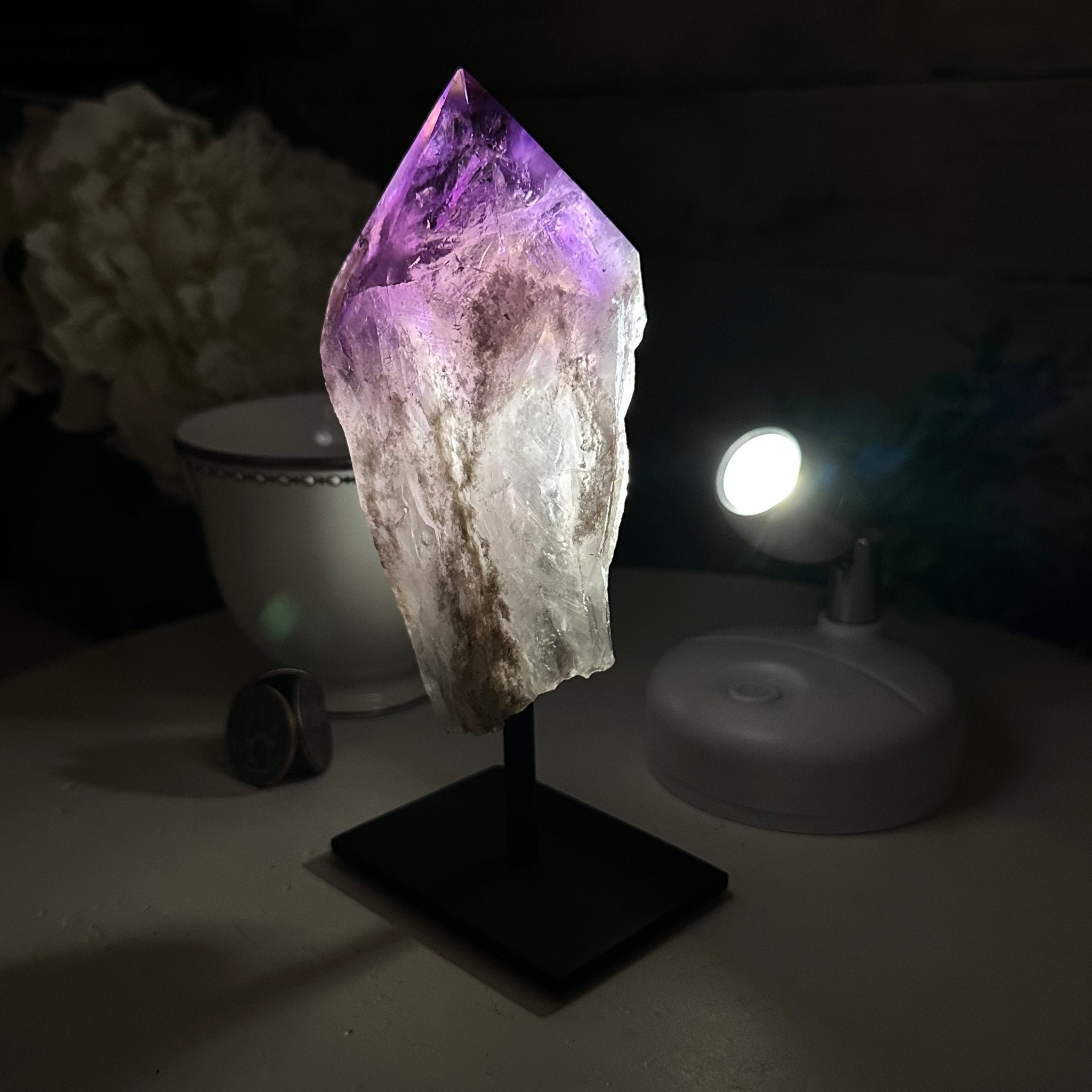 Amethyst Crystal Point on a Metal Stand, 6.1" Tall Model #3122AM-009 by Brazil Gems - Brazil GemsBrazil GemsAmethyst Crystal Point on a Metal Stand, 6.1" Tall Model #3122AM-009 by Brazil GemsCrystal Points3122AM-009