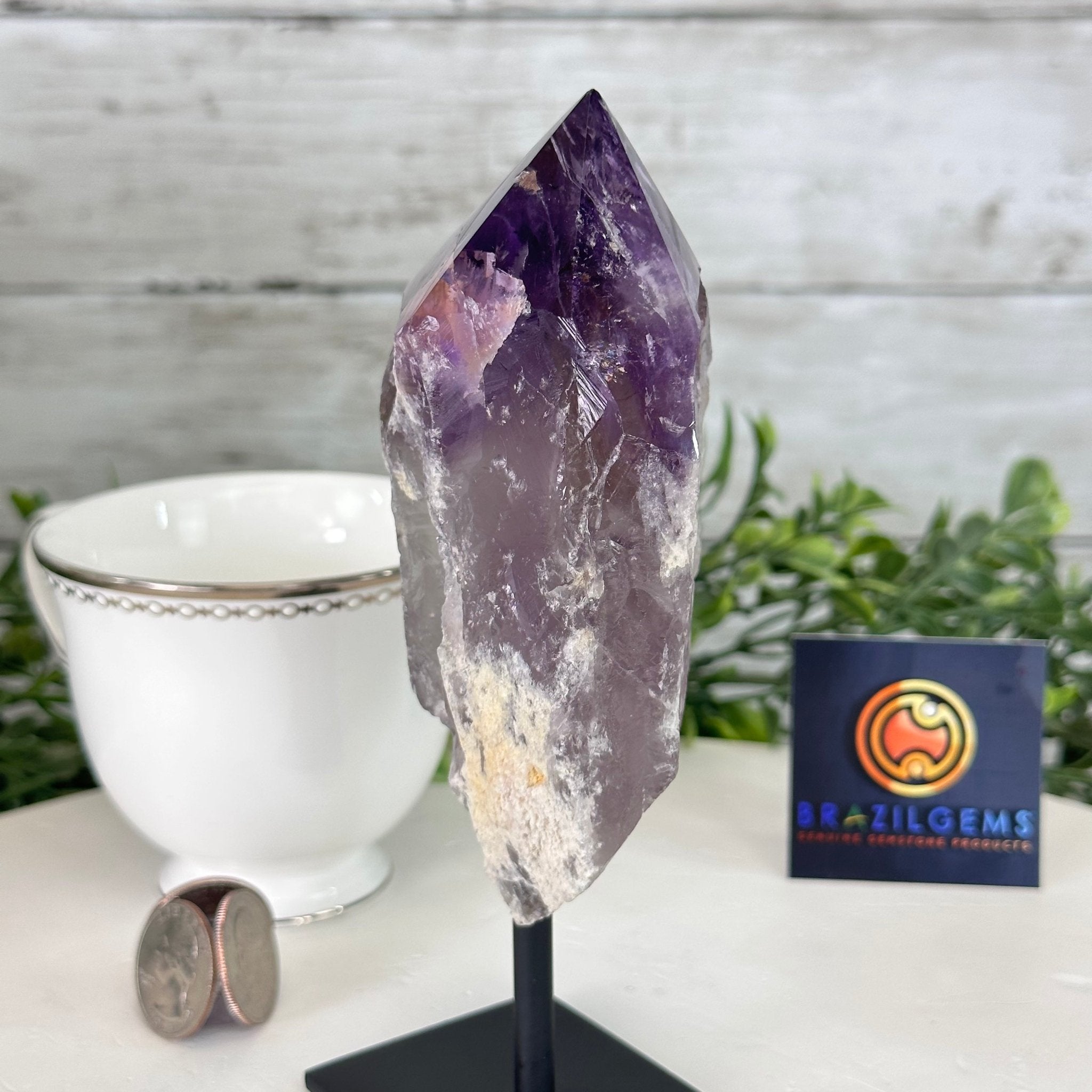 Amethyst Crystal Point on a Metal Stand, 6.4" Tall Model #3122AM-004 by Brazil Gems - Brazil GemsBrazil GemsAmethyst Crystal Point on a Metal Stand, 6.4" Tall Model #3122AM-004 by Brazil GemsCrystal Points3122AM-004