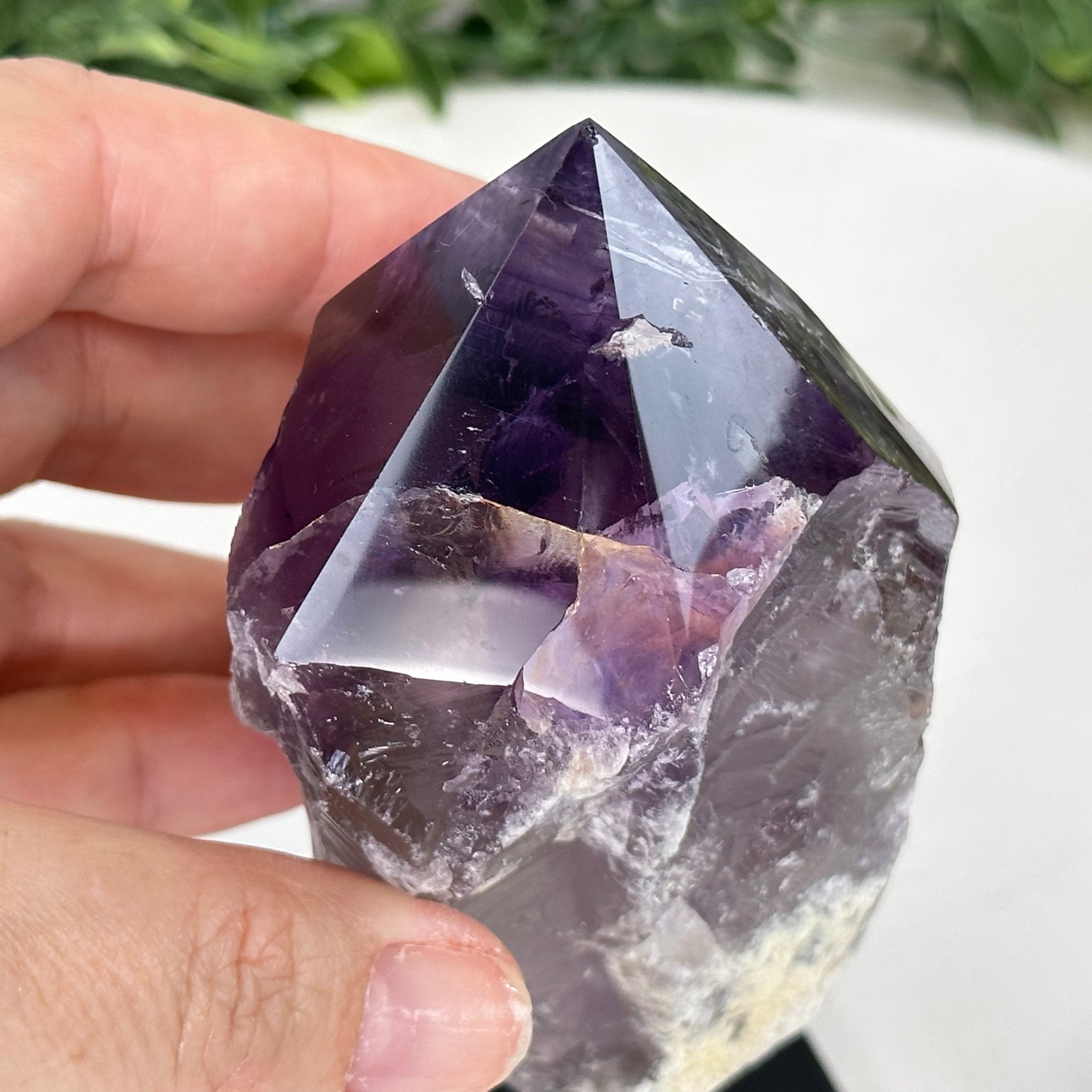 Amethyst Crystal Point on a Metal Stand, 6.4" Tall Model #3122AM-004 by Brazil Gems - Brazil GemsBrazil GemsAmethyst Crystal Point on a Metal Stand, 6.4" Tall Model #3122AM-004 by Brazil GemsCrystal Points3122AM-004