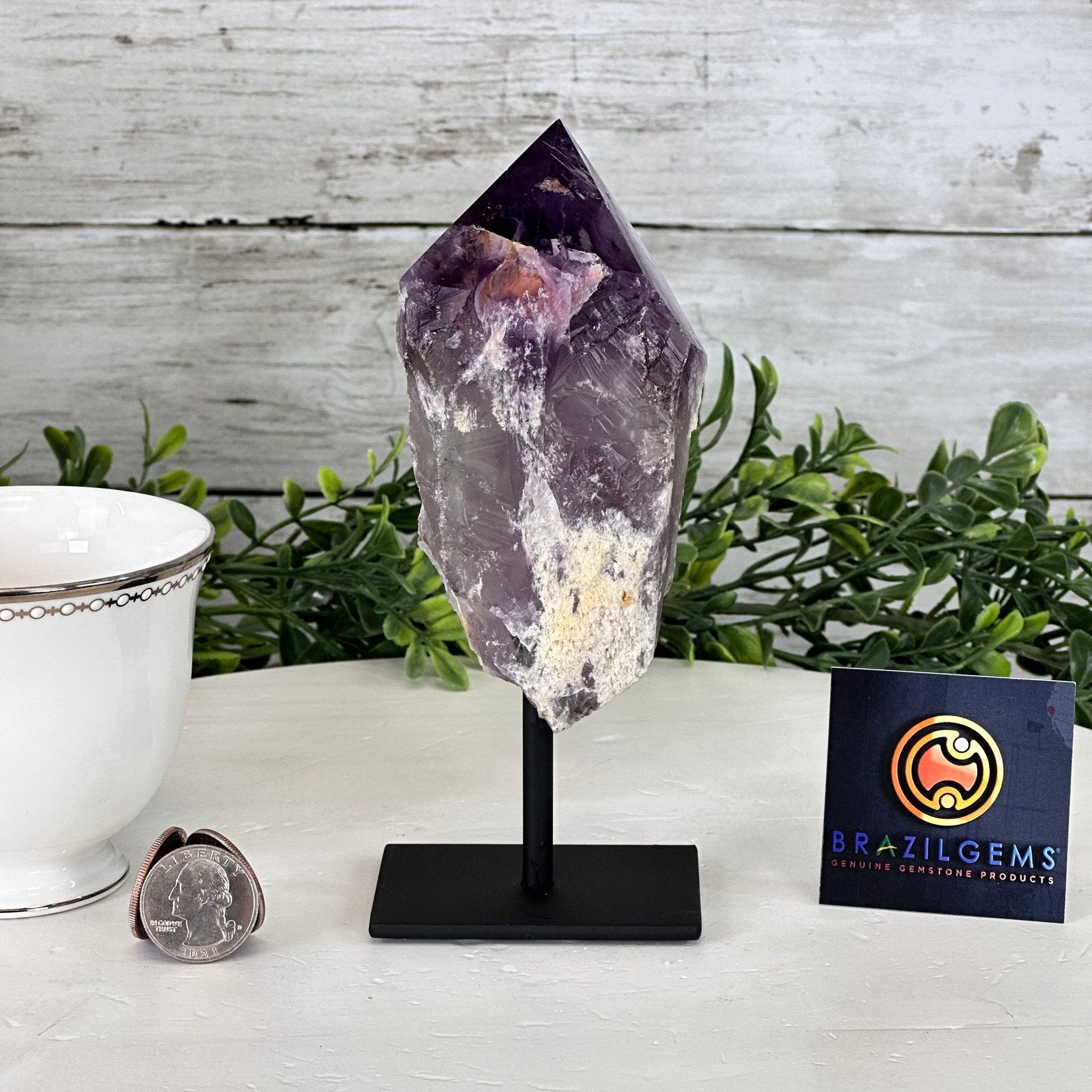 Amethyst Crystal Point on a Metal Stand, 6.4" Tall Model #3122AM-004 by Brazil Gems - Brazil GemsBrazil GemsAmethyst Crystal Point on a Metal Stand, 6.4" Tall Model #3122AM-004 by Brazil GemsCrystal Points3122AM-004