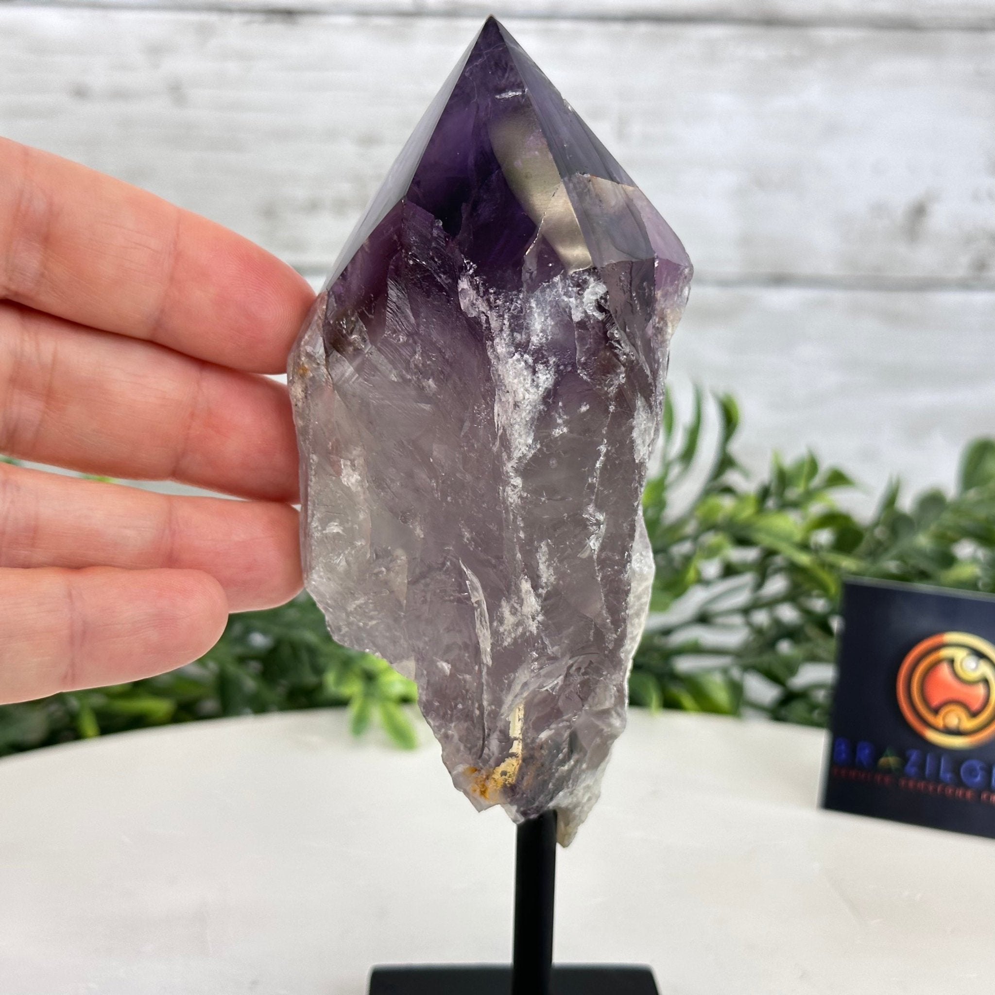 Amethyst Crystal Point on a Metal Stand, 6.4" Tall Model #3122AM-004 by Brazil Gems - Brazil GemsBrazil GemsAmethyst Crystal Point on a Metal Stand, 6.4" Tall Model #3122AM-004 by Brazil GemsCrystal Points3122AM-004