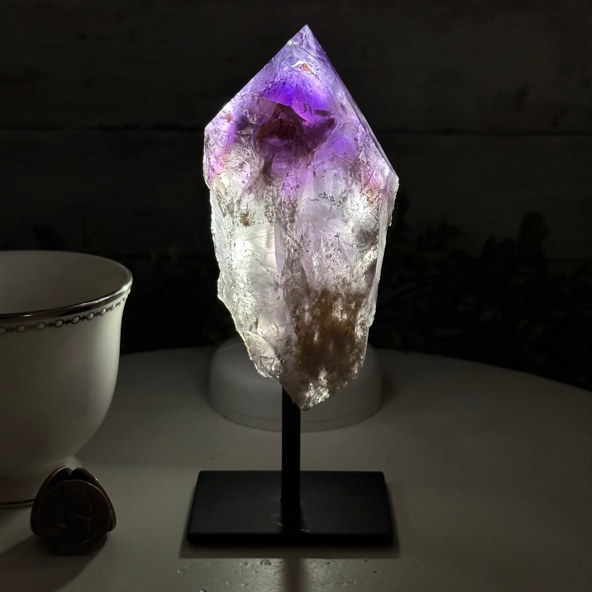 Amethyst Crystal Point on a Metal Stand, 6.4" Tall Model #3122AM-004 by Brazil Gems - Brazil GemsBrazil GemsAmethyst Crystal Point on a Metal Stand, 6.4" Tall Model #3122AM-004 by Brazil GemsCrystal Points3122AM-004